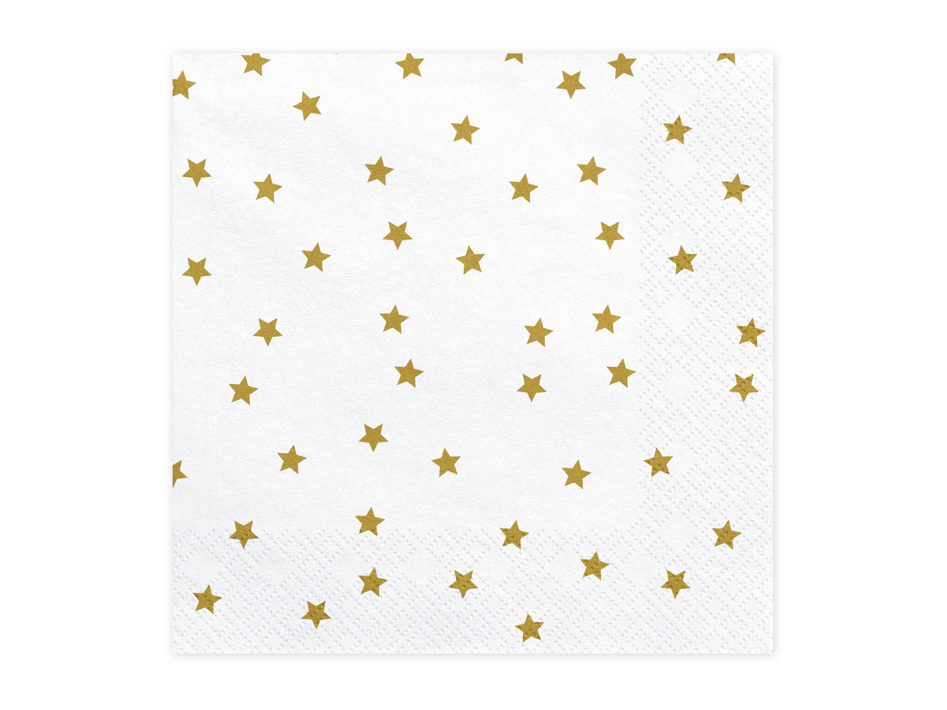 partydeco Papierserviette Servietten 'Sterne' 20Stk./33x33cm, Weiß/Gold