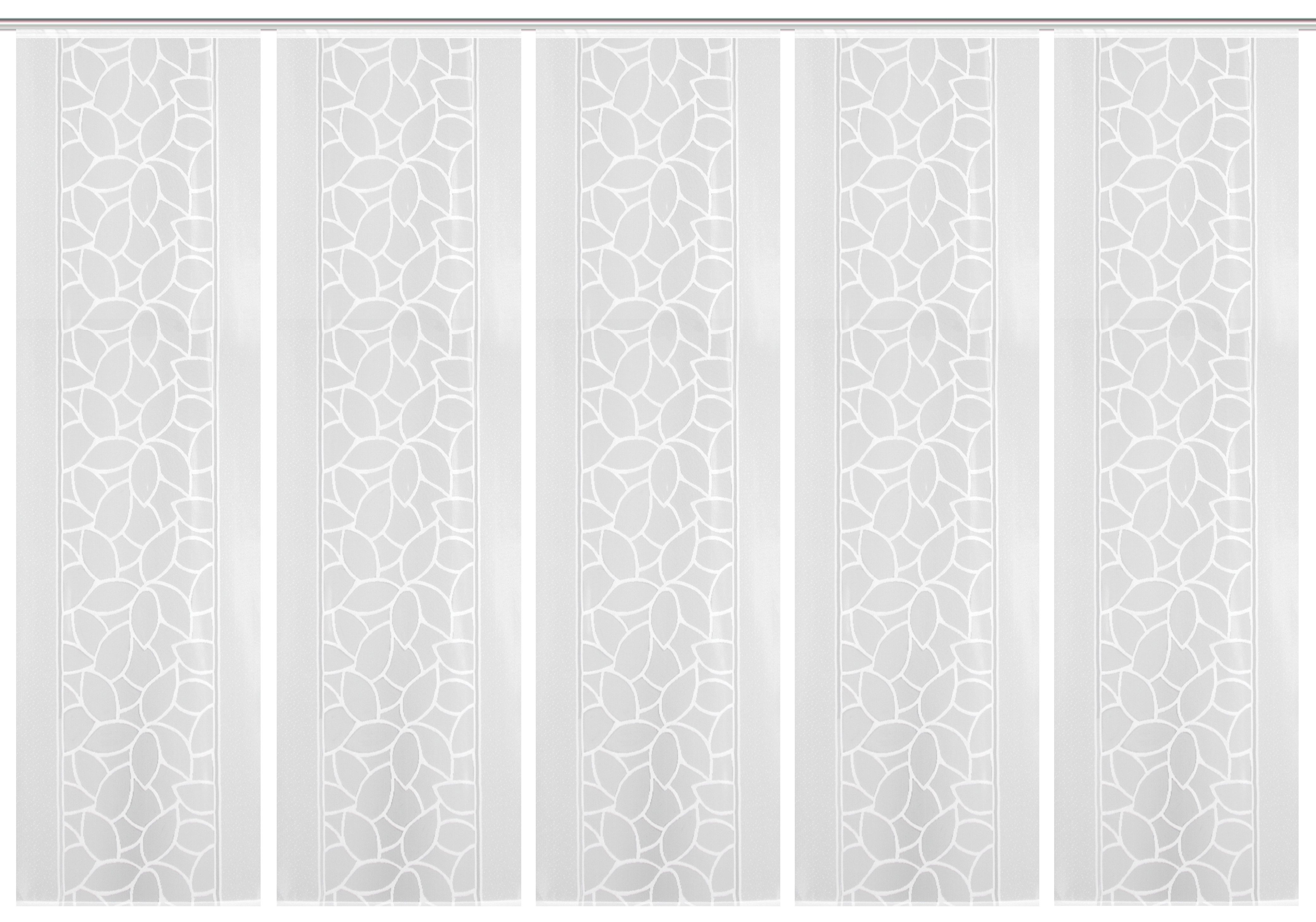 HOME WOHNIDEEN Schiebegardine JENNA (5 St), Klettschiene, halbtransparent, Schiebevorhang Jacquard Set