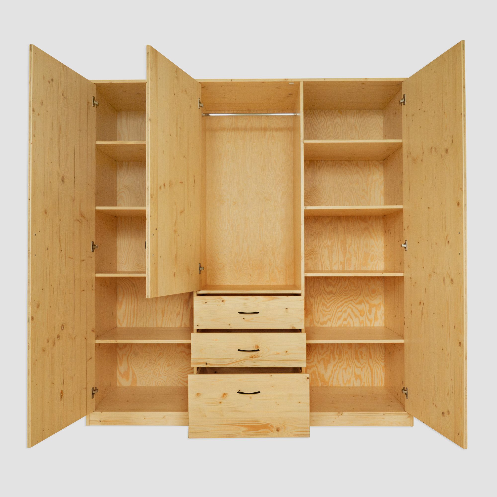 WOMONY Kleiderschrank / Schrank / mit 3 Türen und Schubladen, 186 x 59 x 198 cm 3 Türen und 3 Schubladen