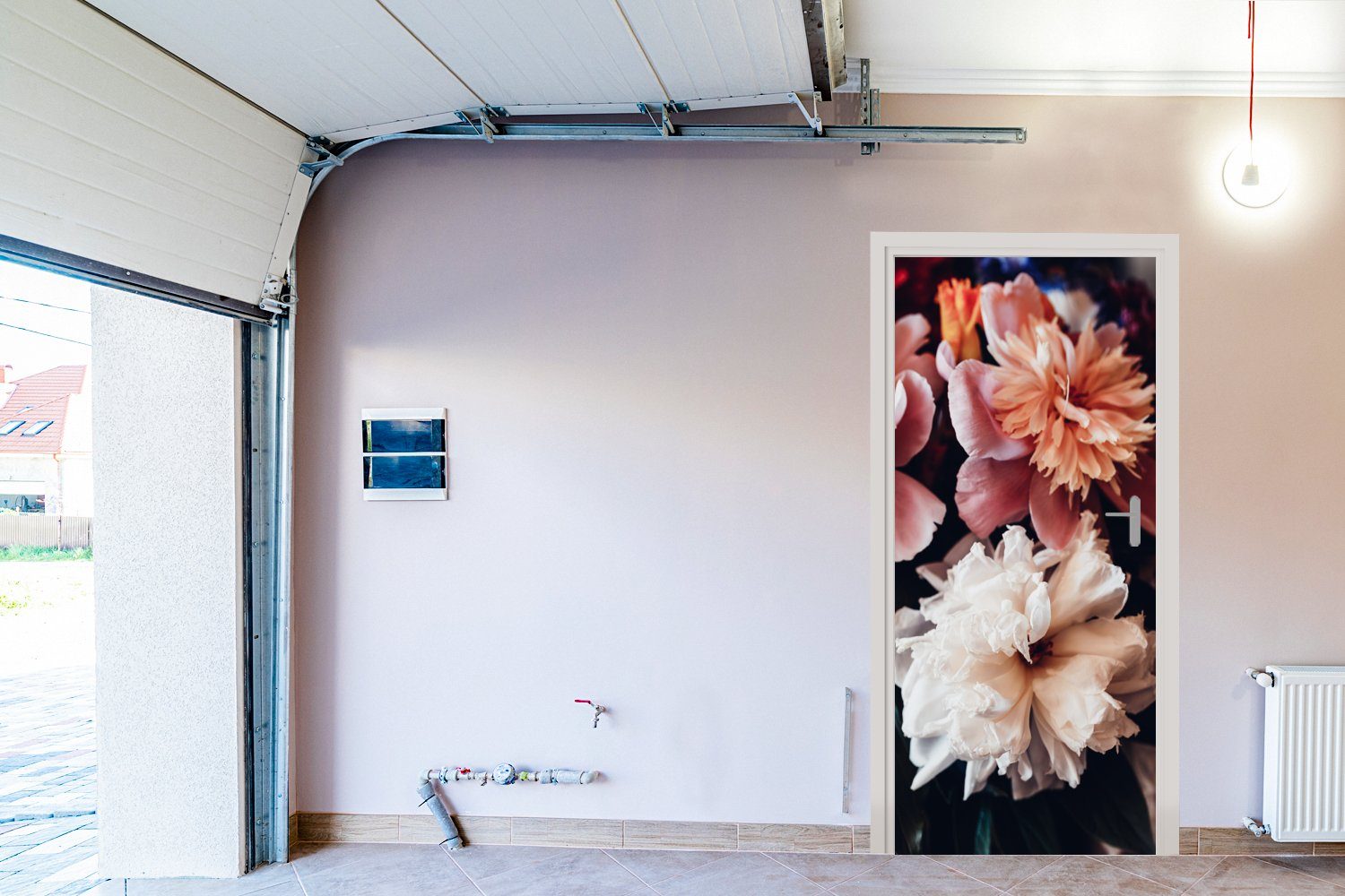 Türaufkleber, (1 MuchoWow cm St), 75x205 Tür, bedruckt, Türtapete für Blumenstrauß Fototapete Pfingstrosen, Matt, aus