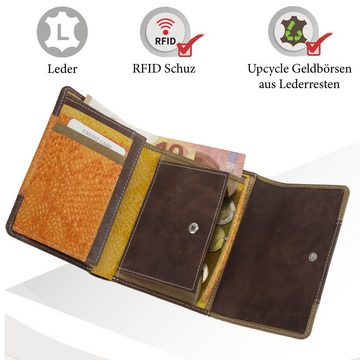 Sunsa Geldbörse echt Leder Geldbörse Damen Geldbeutel Portemonnaie große Brieftasche, echt Leder, aus recycelten Lederresten, mit RFID-Schutz, Unisex