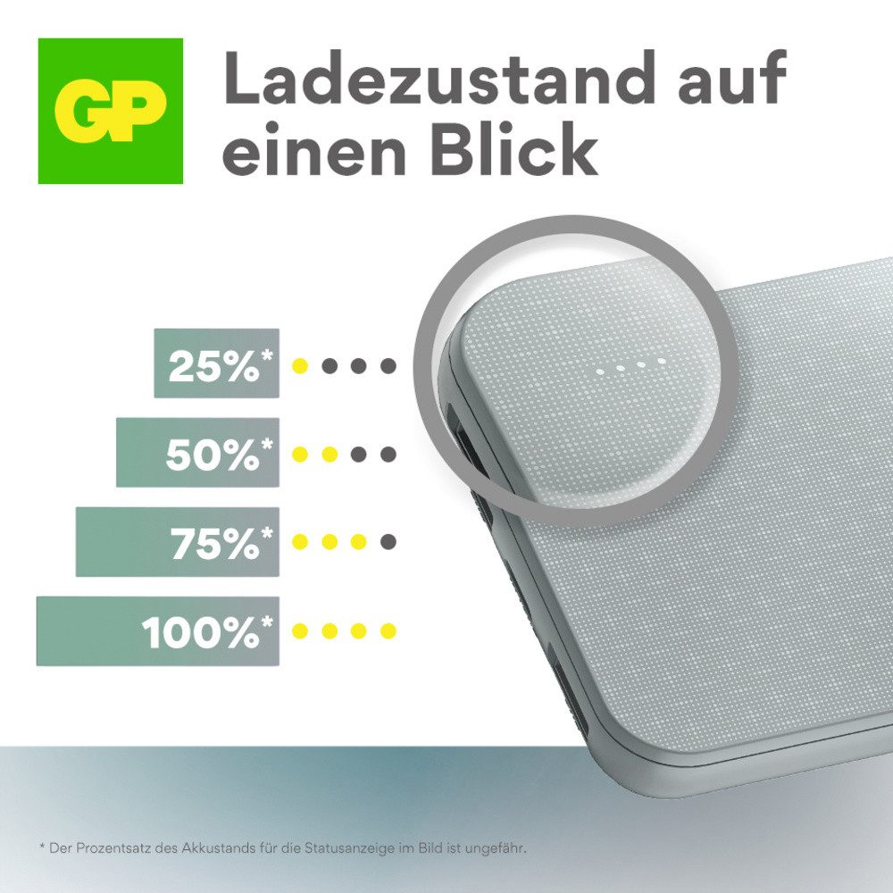 Gp GP B+ Powerbank 5000 mAh LiPo USB-A, USB-C® Grau Statusanzeige Powerbank 5000 mAh