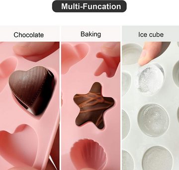 LA CUTE Backform Silikonbackformen: Herzdesign für Plätzchen, Schokolade & Eiswürfel, (3er Set 3-tlg)