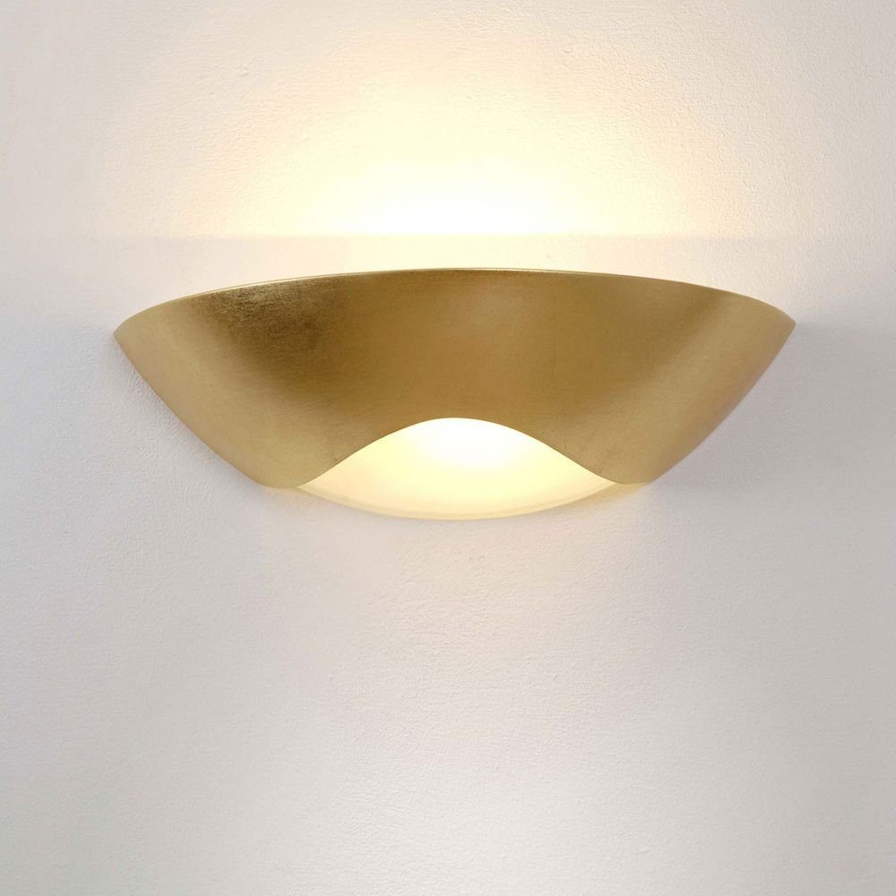 Holländer Wandleuchte Matteo Curve Keramik Blattvergoldet Gold
