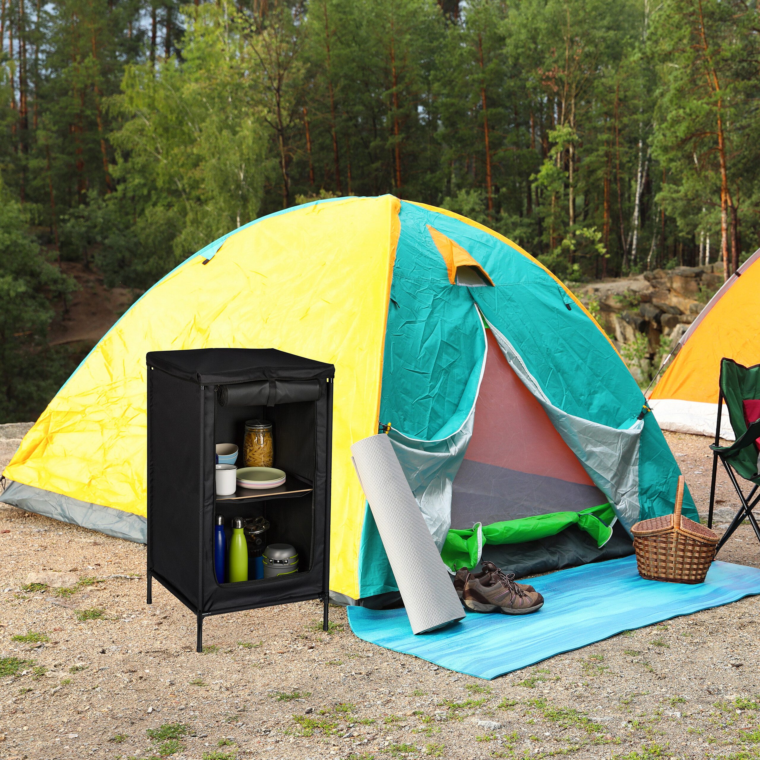 relaxdays Falttürenschrank Campingschrank mit 2 Ablagen günstig online kaufen
