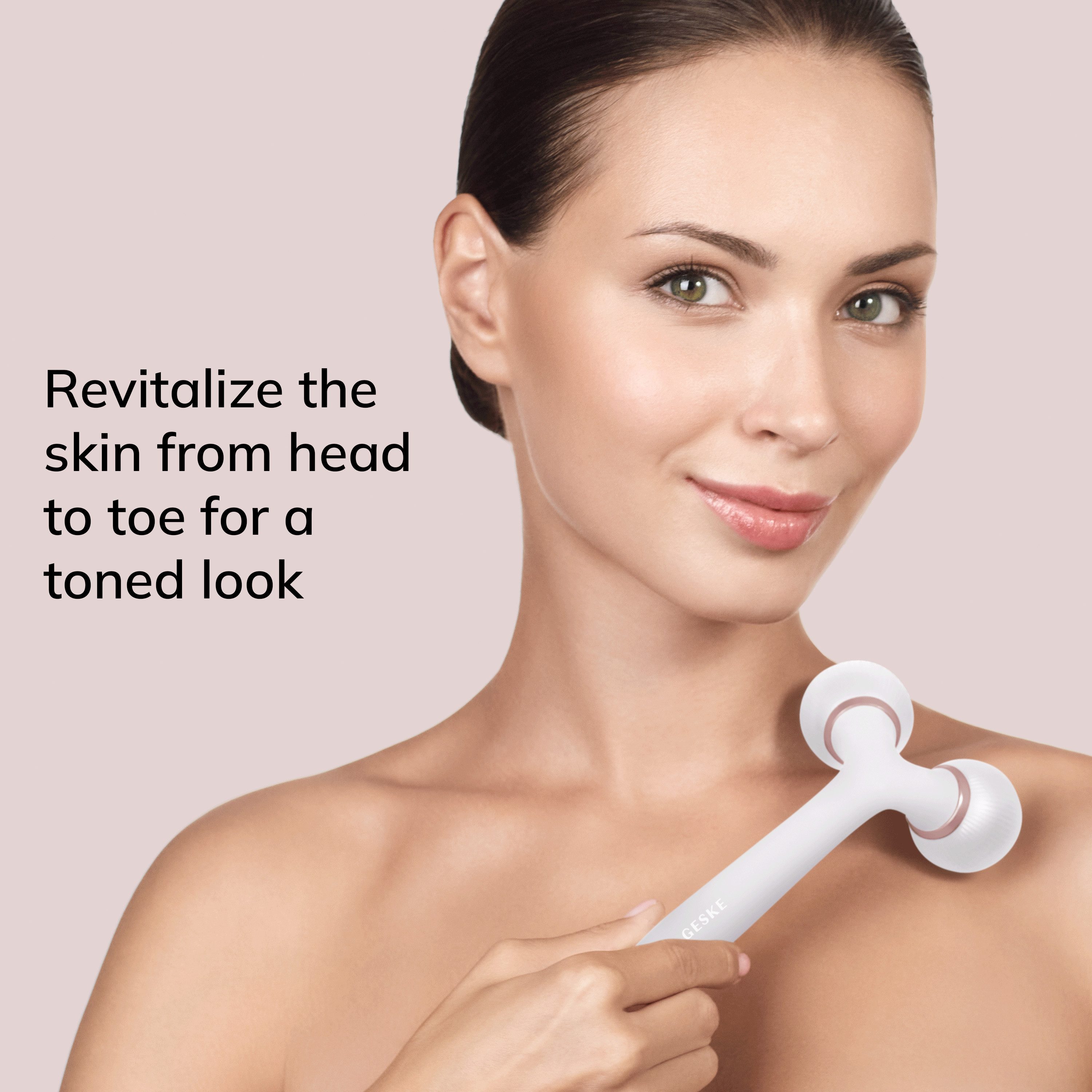 GESKE German Beauty Tech Dermaroller SmartAppGuided™ Sonic Facial & Body Roller 4 in 1, Packung (Gerät & USB-Ladekabel), 2-tlg., Gerät inkl. kostenloser APP (SmartAppGuided Device), Mit der GESKE App erhältst Du deine personalisierte Hautpflegeroutine.
