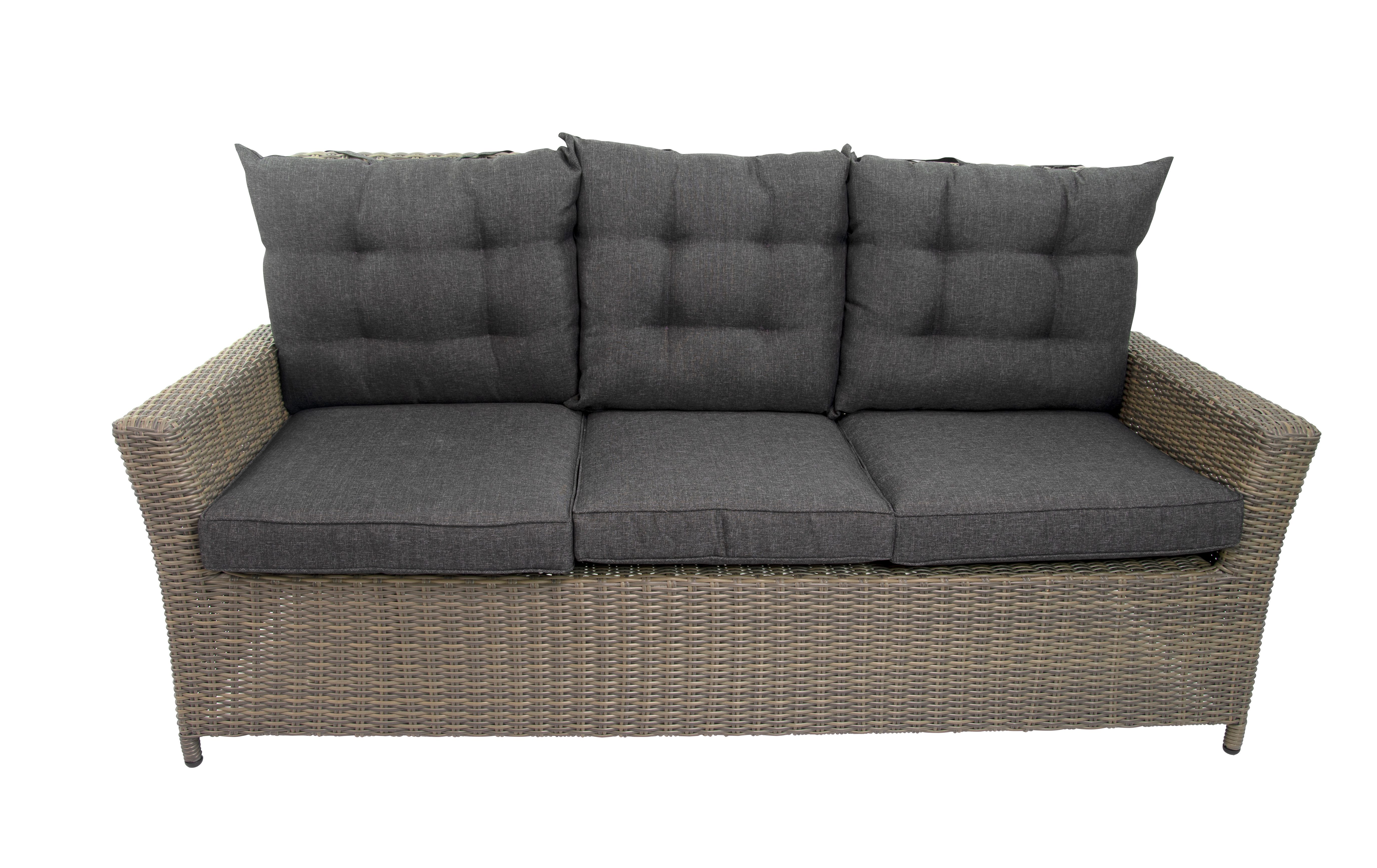 Green Spirit Loungeset Asti Dininglounge-Set 7 Personen Polyrattan braun-meliert, (Set, 19-tlg., 1x Sofa, 2x Sessel, 2x Hocker, 1x Tisch), Polyrattan, braun, 7 Personen, wetterfest, Garten, Terrasse, Outdoor