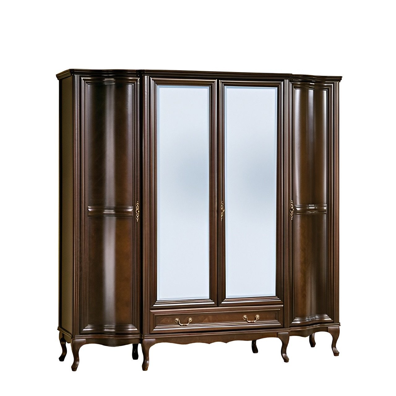 Xlmoebel Komplettschlafzimmer Elegantes Schlafzimmer-Set im italienischen Design aus Holz, (6-tlg., Bett + 2x Nachttische + Kleiderschrank + Kommode + Spiegel), Hergestellt in Europa