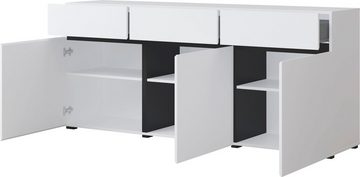 INOSIGN Sideboard Cross,Breite 180 cm, moderne grifflose Kommode,3 Türen/3 Schubkästen, Schubladenschrank mit viel Stauraum, Einlegeböden verstellbar