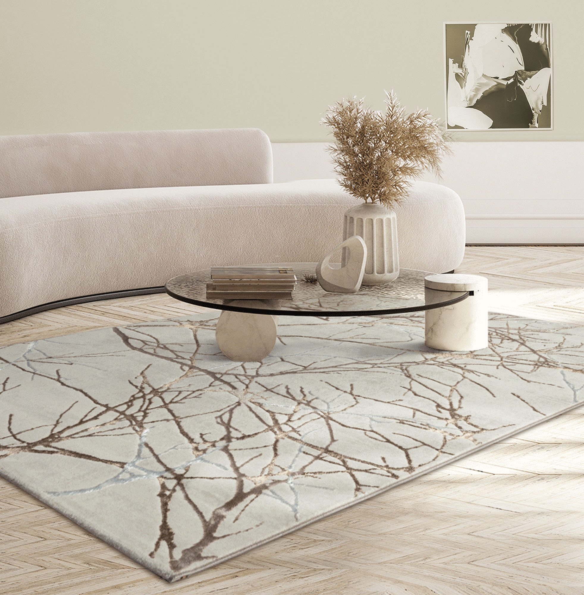 the carpet Teppich Mila, rechteckig, Höhe: 8 mm, moderner Wohnzimmer Teppich elegant glänzender Flor