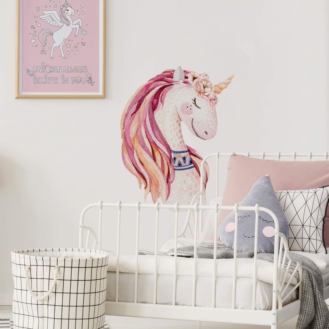 St) Wall-Art (1 Kinderzimmer Einhorn Wandtattoo Rosa