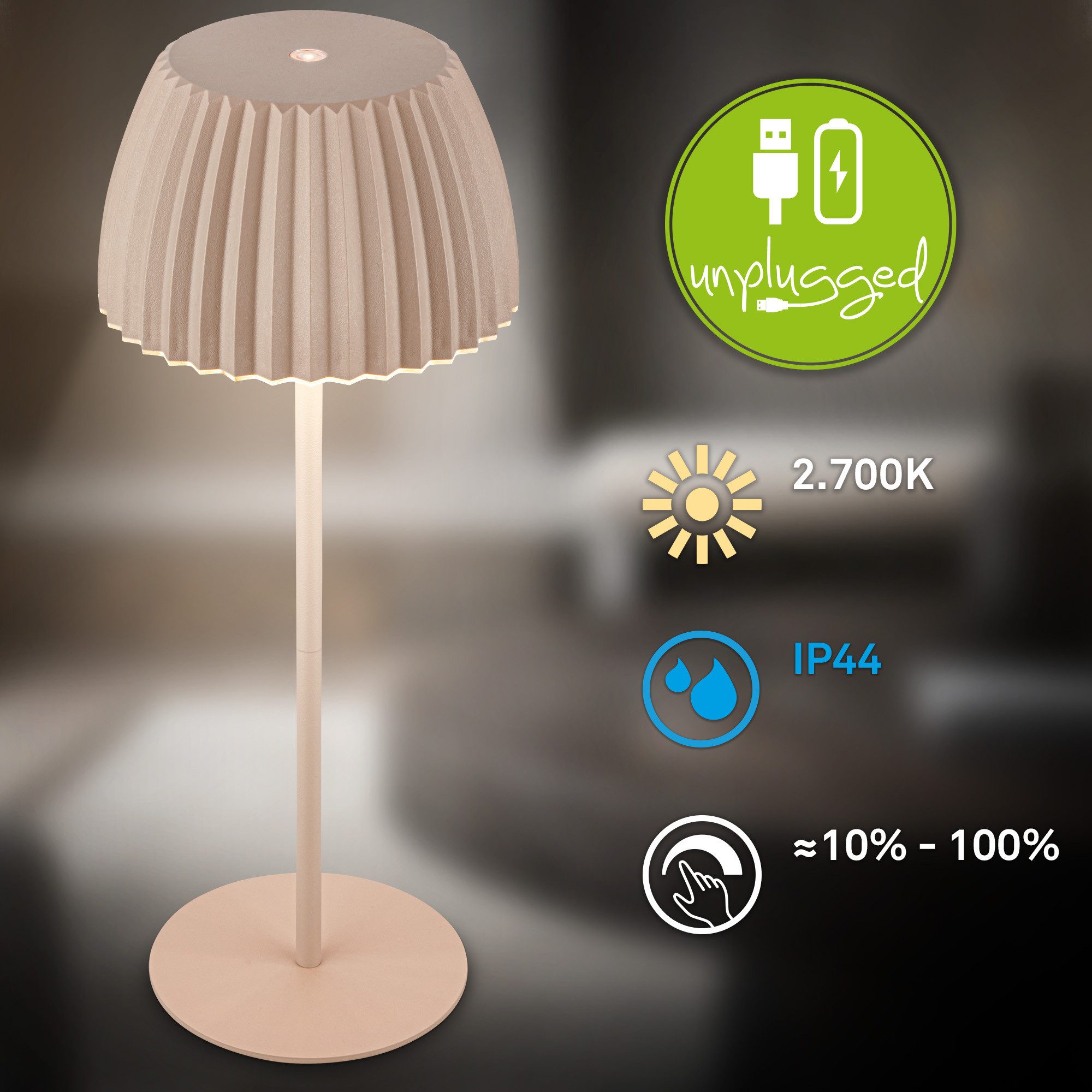 Briloner Leuchten LED Tischleuchte Akku LED Tischleuchte, LED fest integriert – Bild 5 von 5