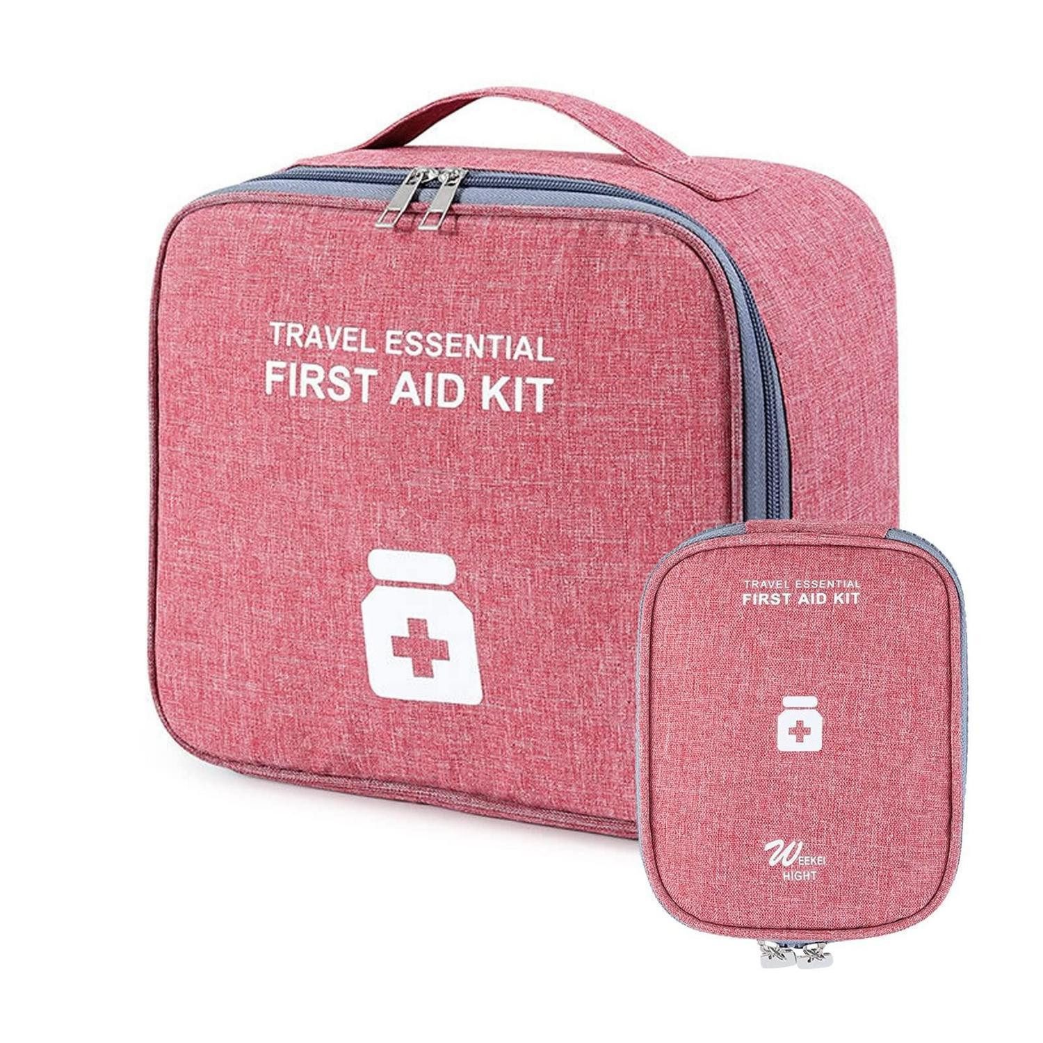 LuxusKollektion Erste-Hilfe-Set Medikamententasche 2er Set Weinrot Größe L/S