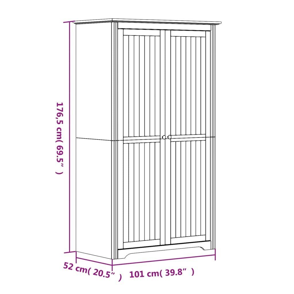 furnicato (1-St) & Kleiderschrank cm Braun Kiefernholz Weiß 101x52x176,5 BODO