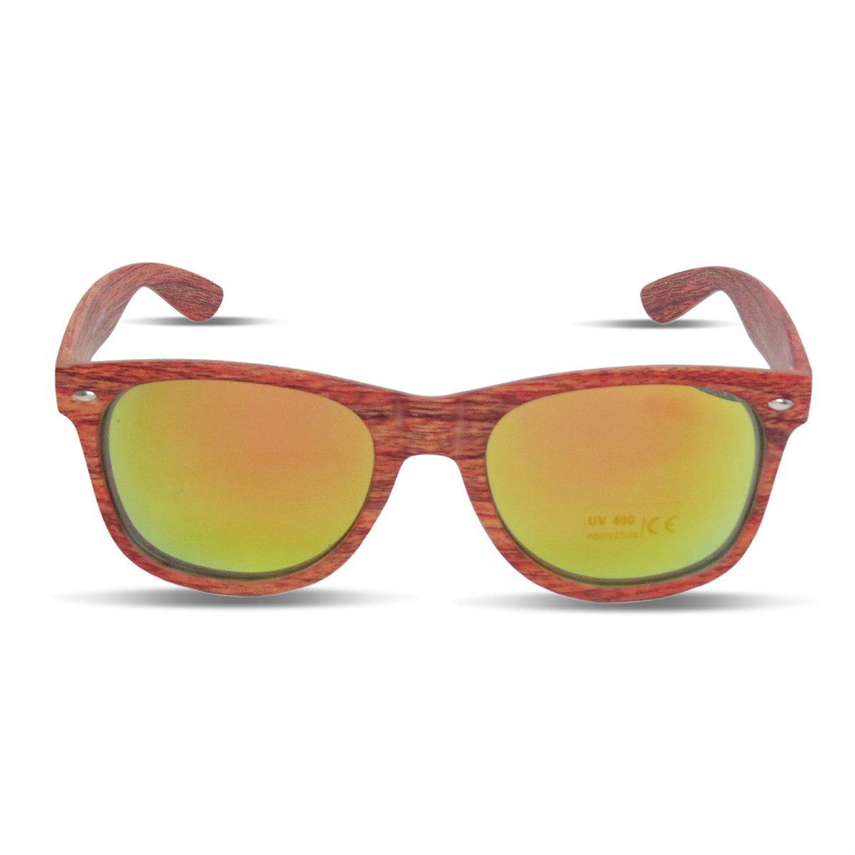 Sonia Originelli Sonnenbrille Sonnenbrille "Wooden Classic" Verspiegelt Brille Sommer Onesize rot