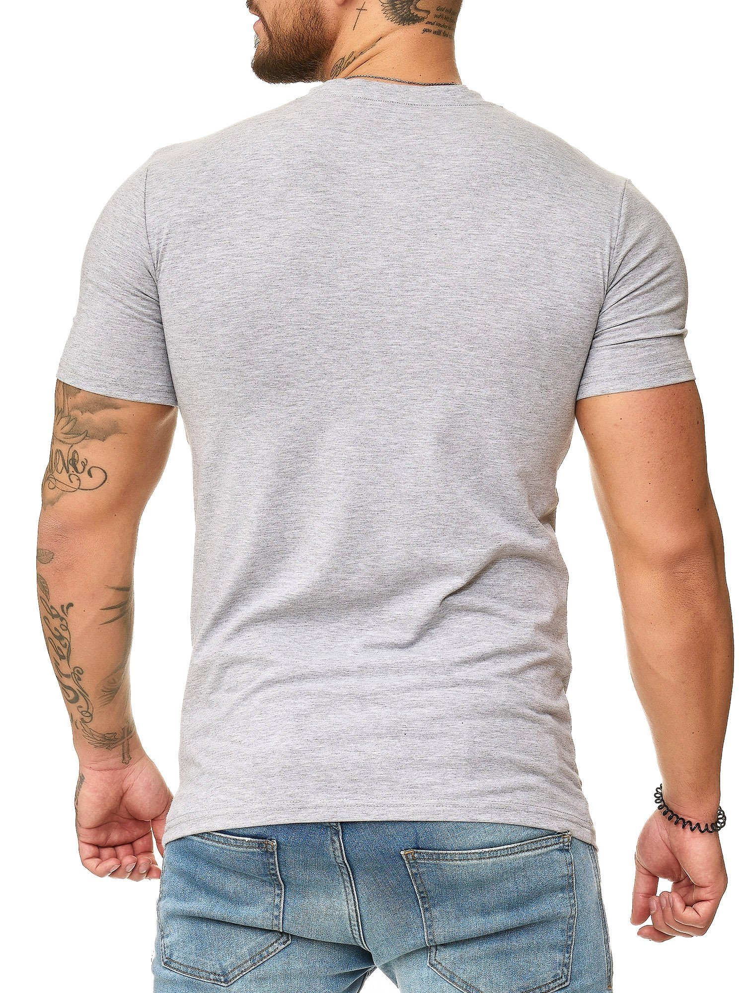 OneRedox T-Shirt 1309C (Shirt 1-tlg) Freizeit Tee, Grau Kurzarmshirt Polo Fitness Casual