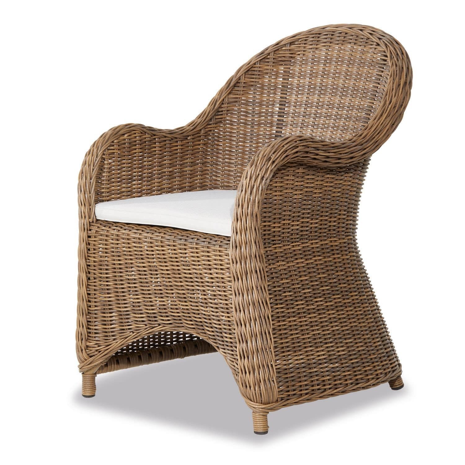 Mirabeau Gartensessel edler Gartenstuhl Kerun aus handgeflochtenem Polyrattan, braun/weiß (klassisch, inkl. robustes, waschbares Sitzkissen), Outdoorsessel, Relaxsessel, Rattan-Geflecht, B 65 cm, H 90 cm, T 74 cm