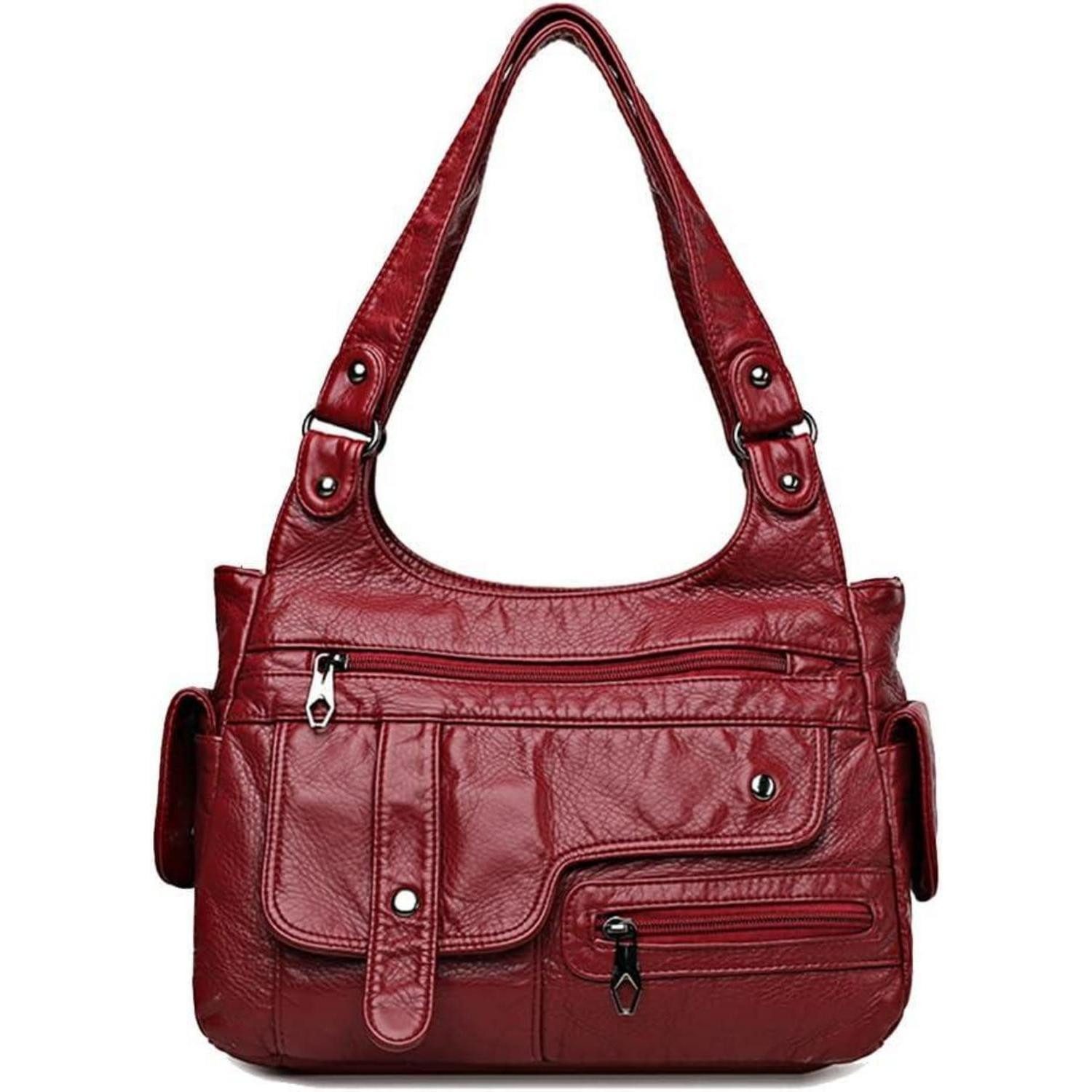 LuxusKollektion Hobo Handtasche Damen Hobo PU Leder Vintage Schultertasche Retro Rot