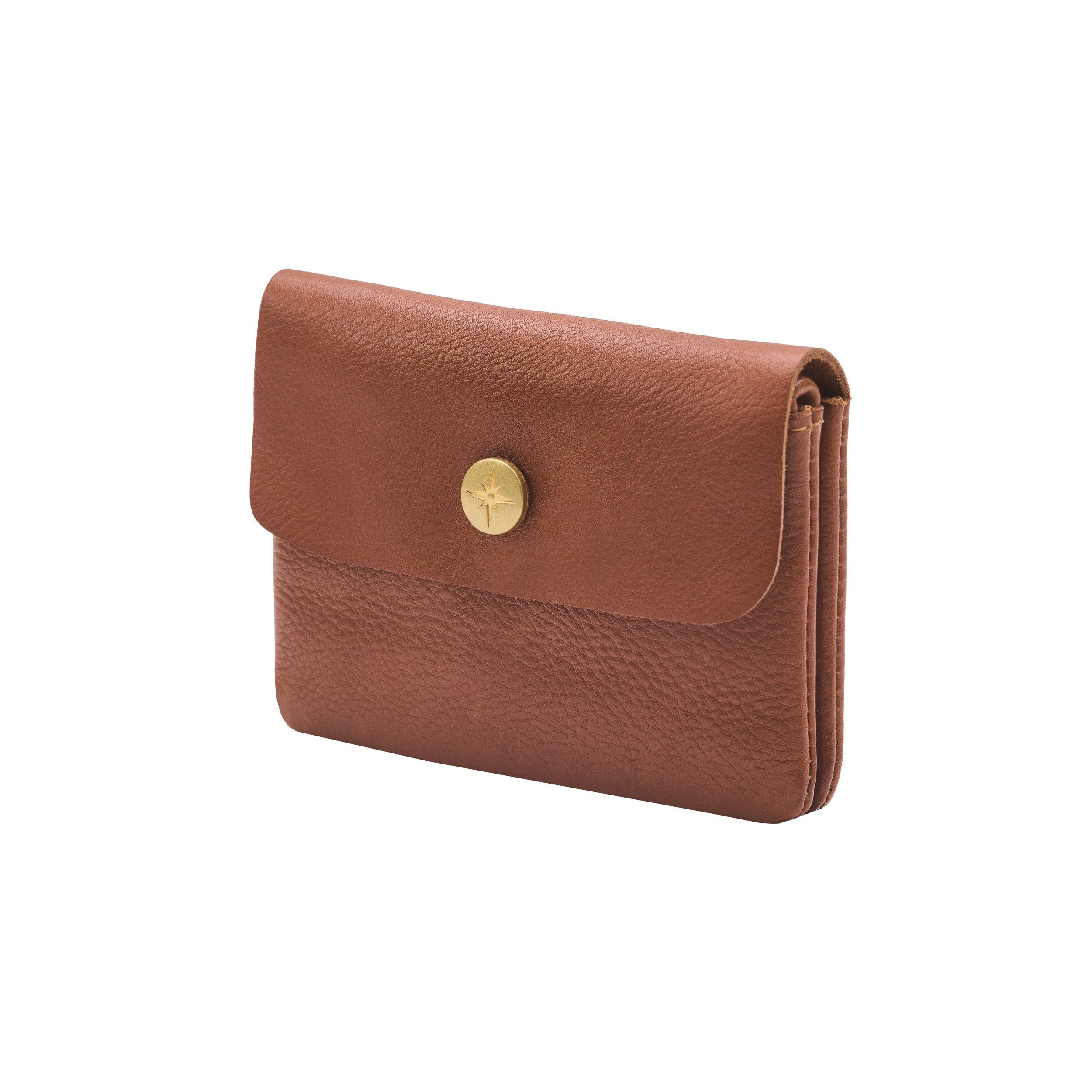 DRAKENSBERG Geldbörse Geldbeutel »Jonas« Karamell-Braun, minimalistischer Geldbeutel Unisex aus Rindsleder