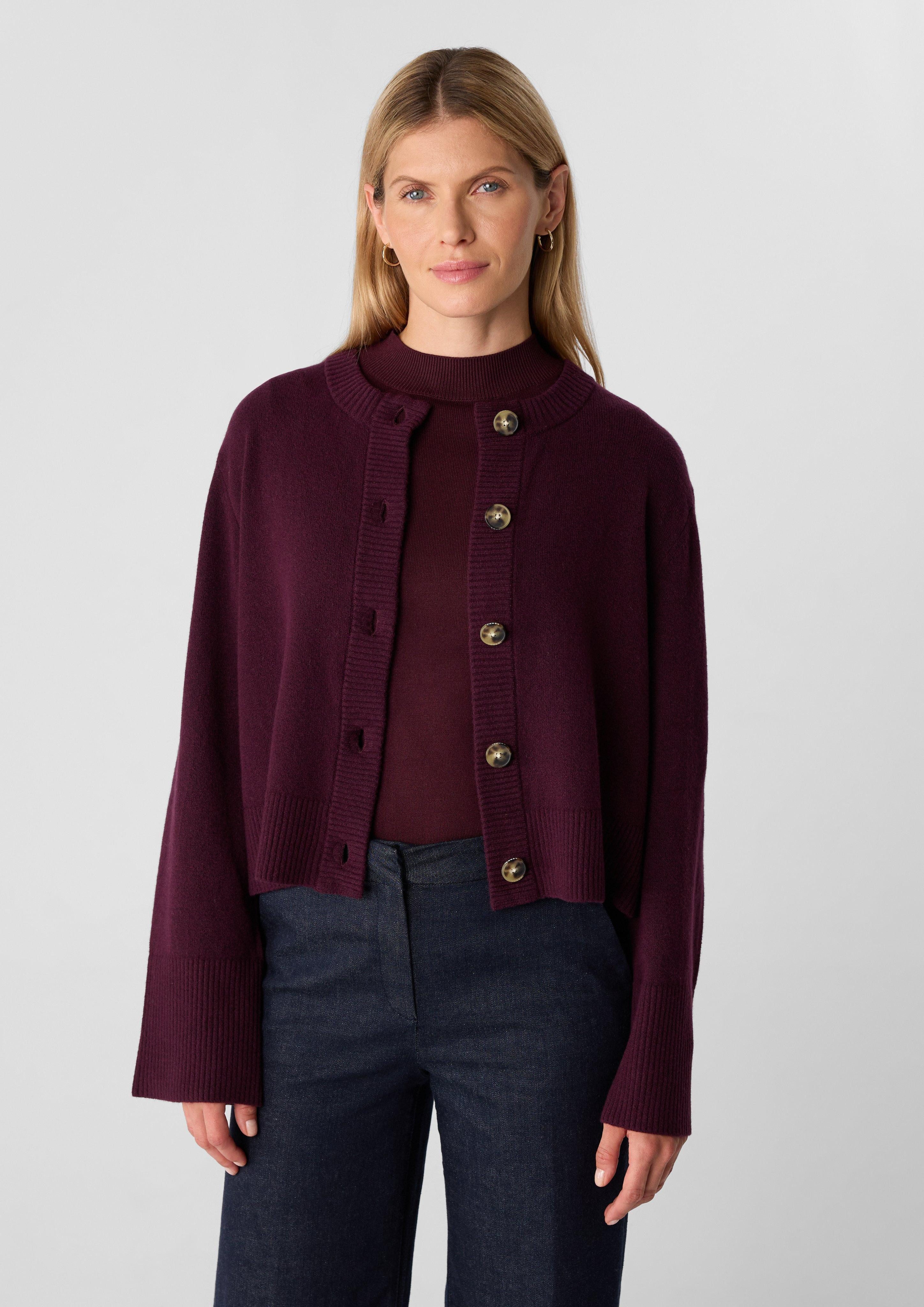 comma Strickjacke Kurze Strickjacke mit Rippdetails günstig online kaufen