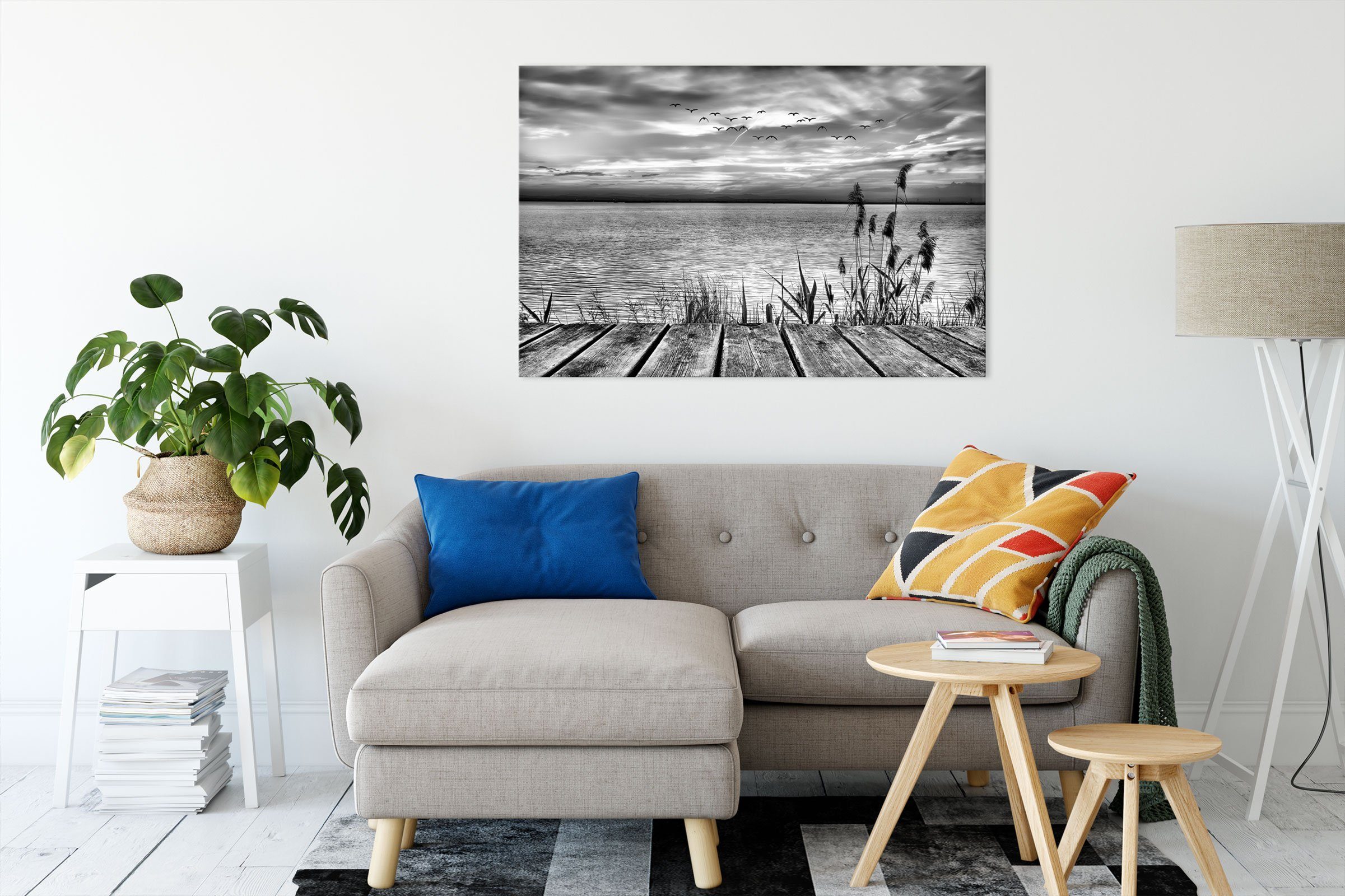 Pixxprint Leinwandbild Steg mit Ausblick aufs günstig online kaufen