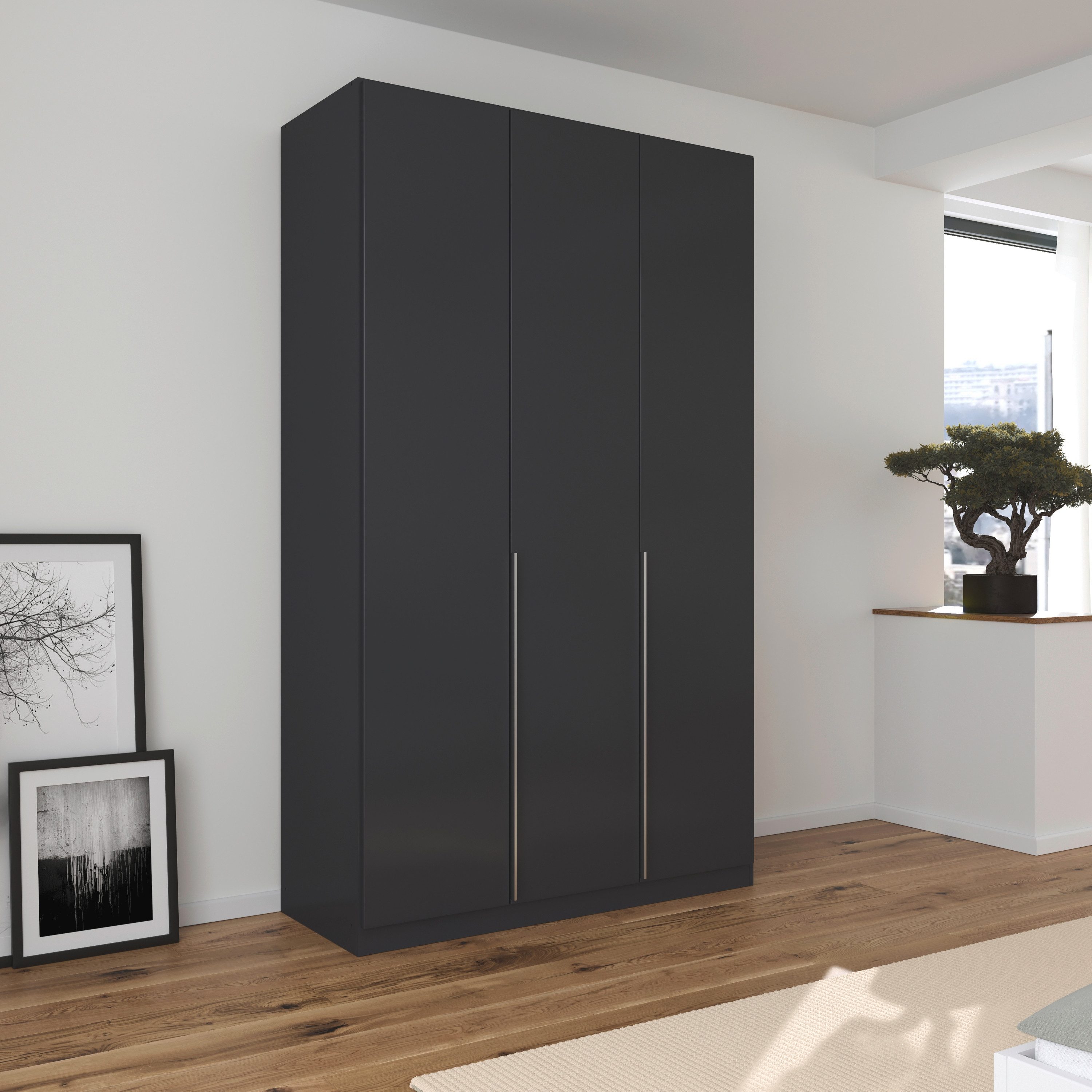 OTTO home Drehtürenschrank Kleiderschrank Schrank Garderobe AGORDO Schlafzimmer (in zwei Griff-Farben, Breiten 91-405 cm, Dekor- oder Hochglanzfront) durchdachte Innenausstattung, in 8 Breiten und 2 Höhen MADE IN GERMANY