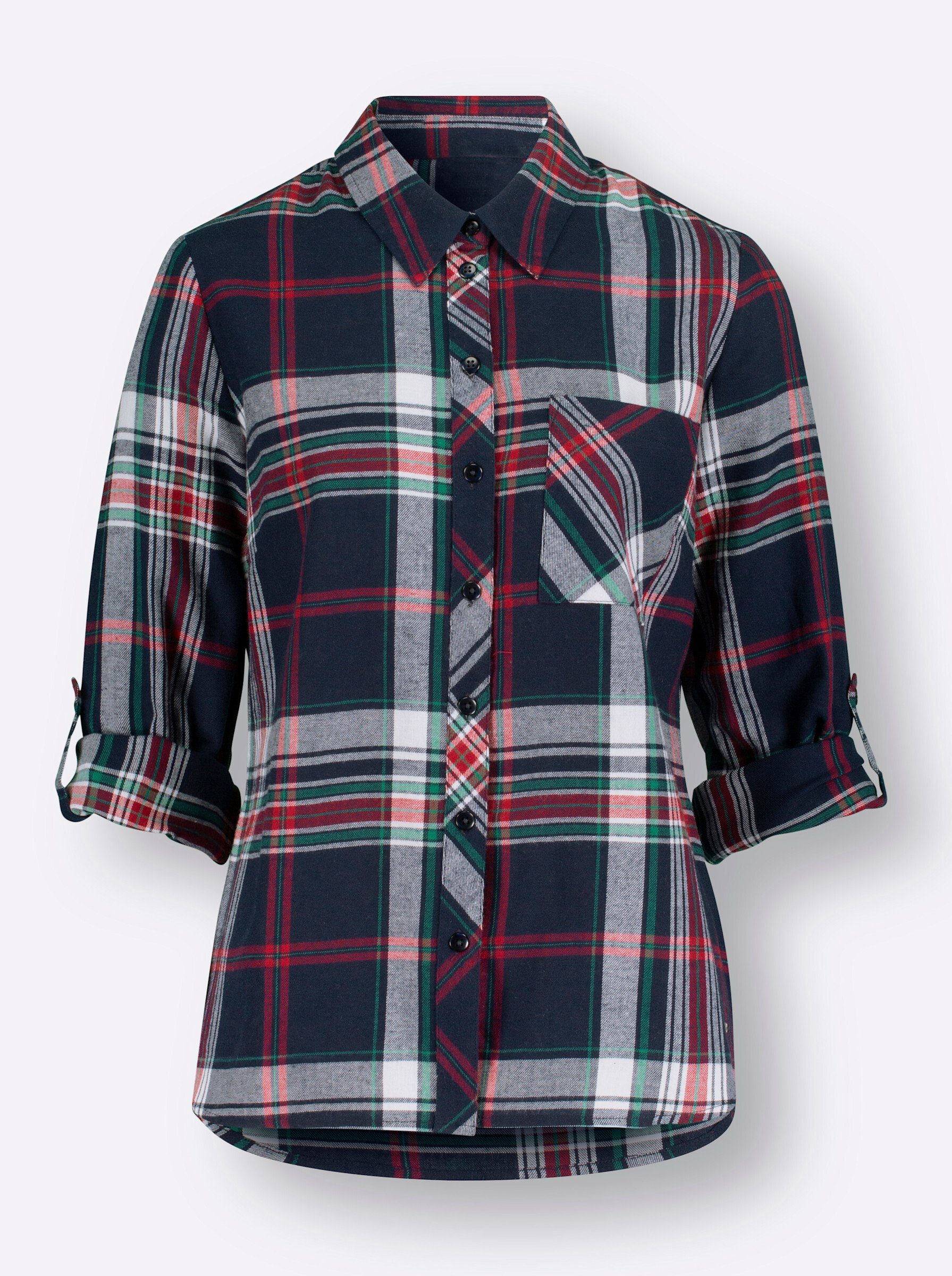 Klassische Bluse Flanell-Bluse Langarm
