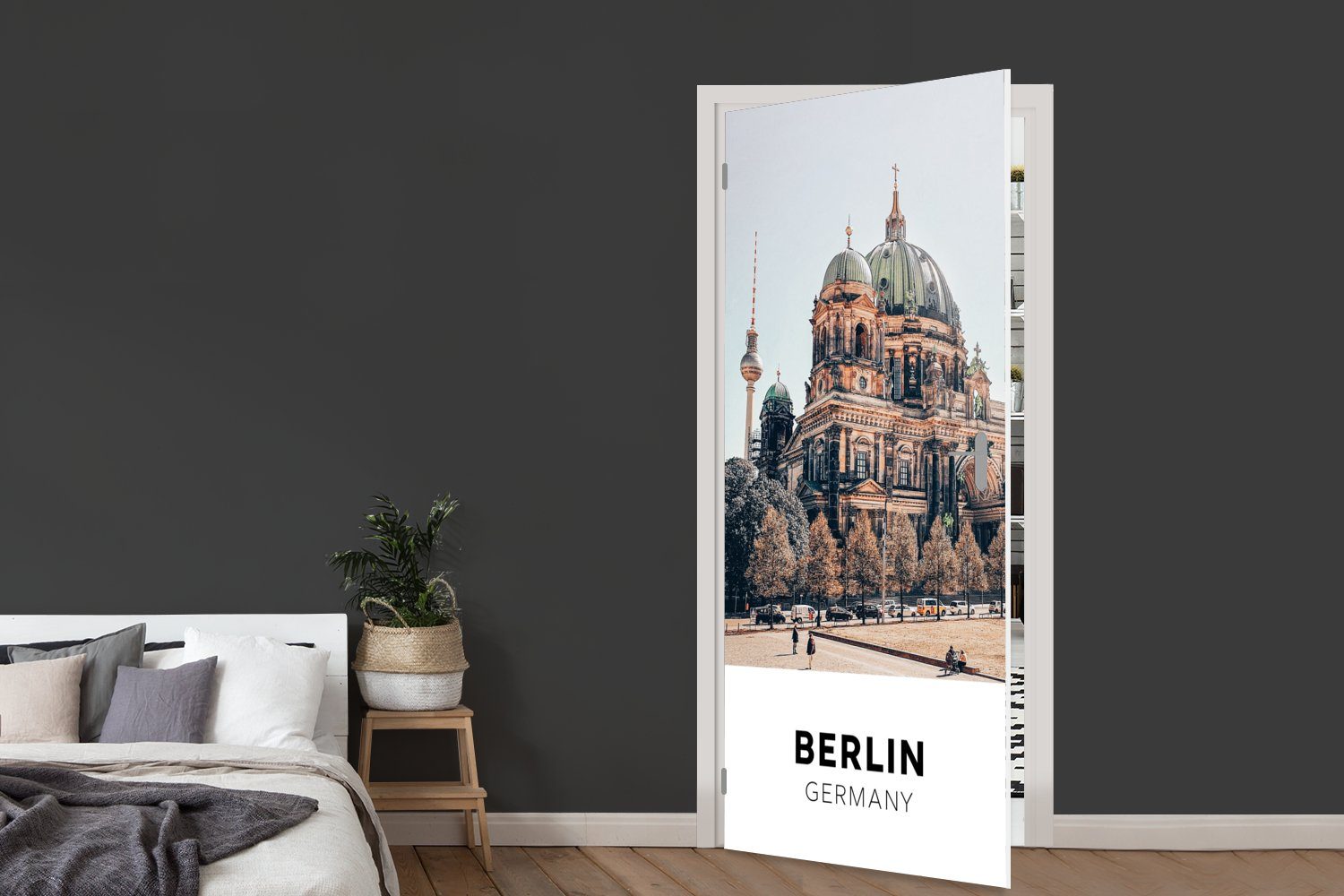 Berlin Tür, Deutschland Türaufkleber, Matt, bedruckt, 75x205 - für Türtapete Fototapete - MuchoWow Architektur, cm (1 St),