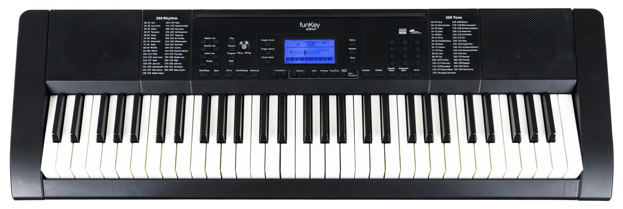 FunKey Home-Keyboard 61 Edition Pro (300 Sounds, 300 Rhythmen, MP3-/USB-Port) (3-St), mit Begleitautomatik und intelligente Lernfunktion