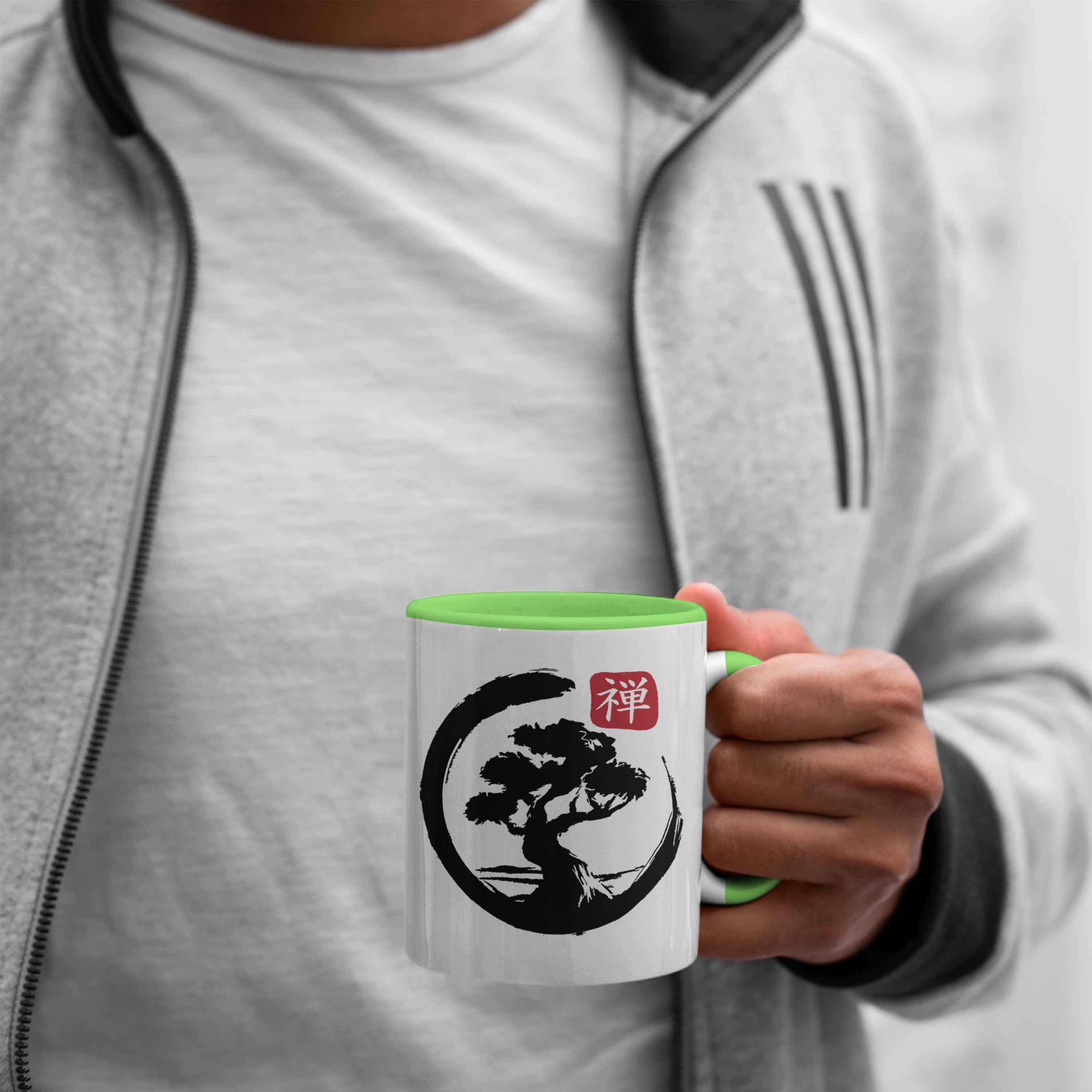 Silhoette für Bonsai-Liebhaber Grün Lustige Geschenk Trendation Bonsai Tasse Tasse