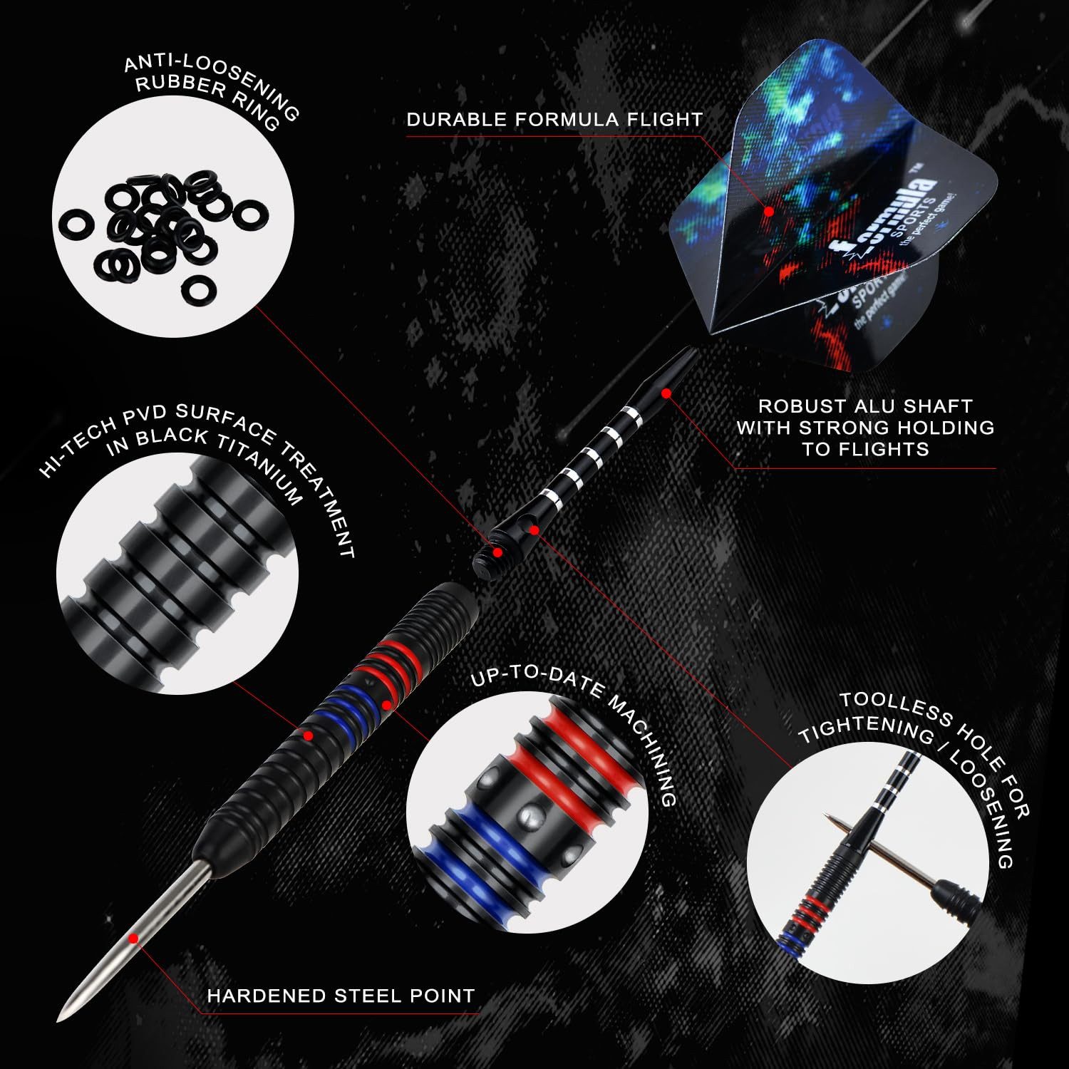 Bundviel Dartpfeil Steel Darts 90% Tungsten Dartpfeile Set 21g /22g /23g/ 24g