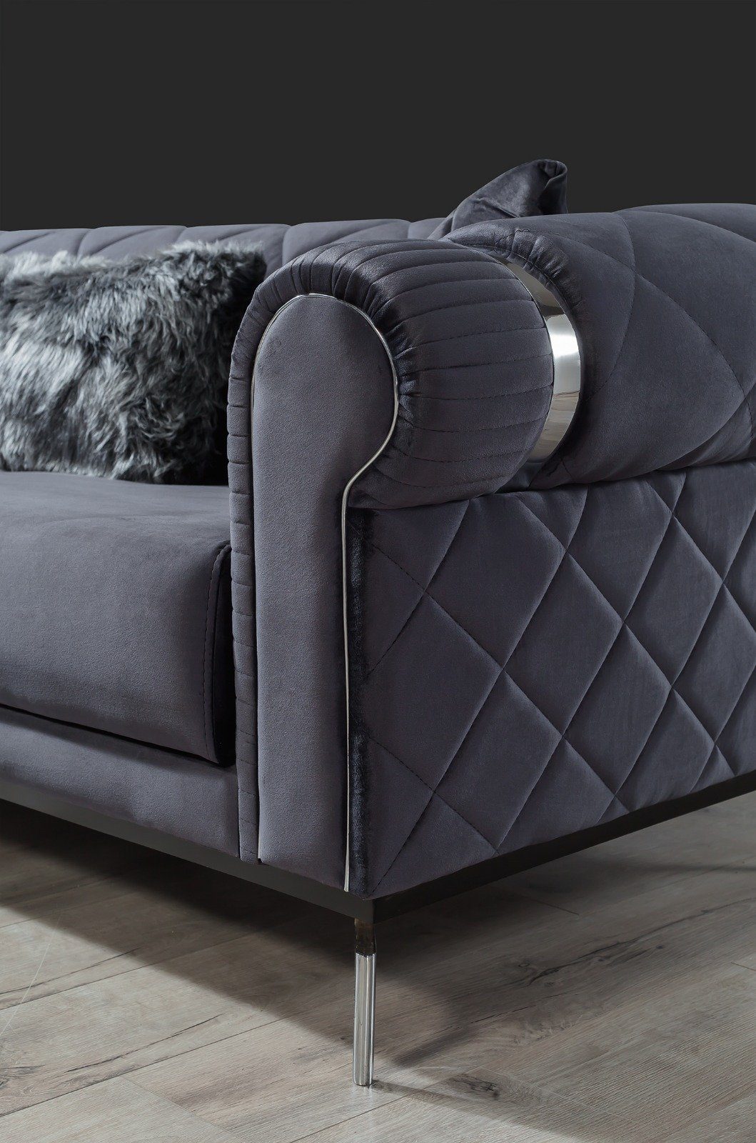in Turkey, 2-Sitzer, Quality Stk. Sofa Möbel 1 Made Anthrazit Sofy, Villa Luxus-Microfaser Polyester) (100%