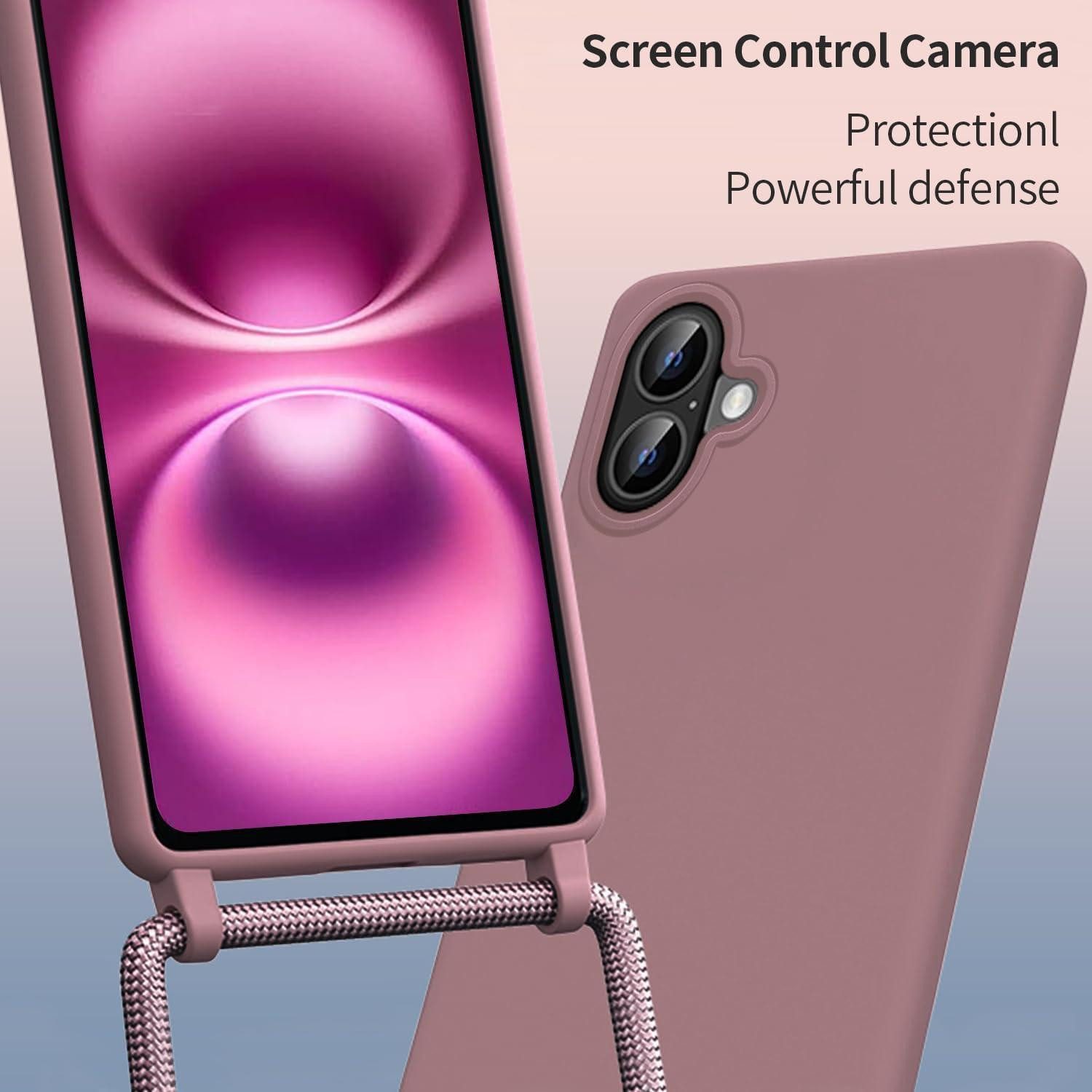 LuxusKollektion Case zum Umhängen iPhone 16 Plus Hülle mit Band Pink