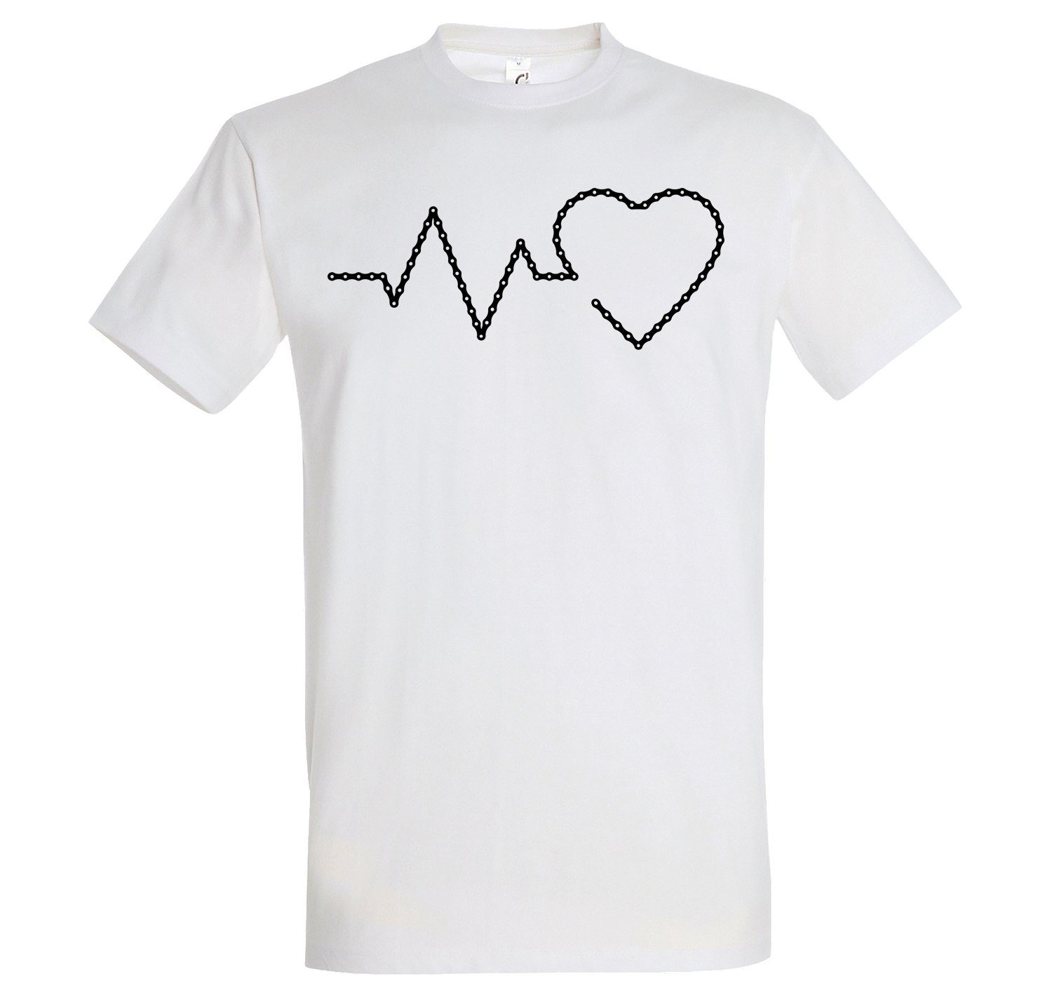 mit Frontprint Herren Youth Fahrradkette Designz T-Shirt T-Shirt Heartbeat trendigem Weiß