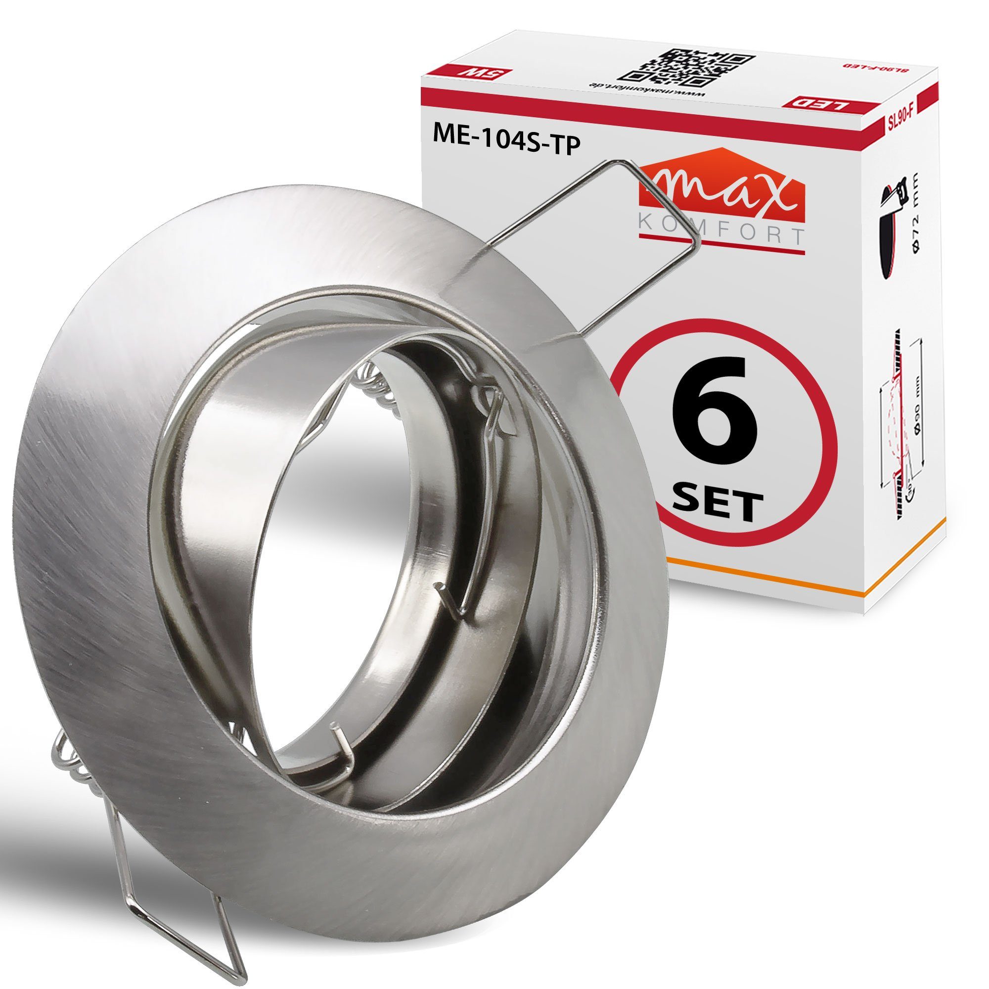 Maxkomfort Einbauleuchte 104S-TP rund schwenkbar, für LED und Halogen geeignet, Einbauspot