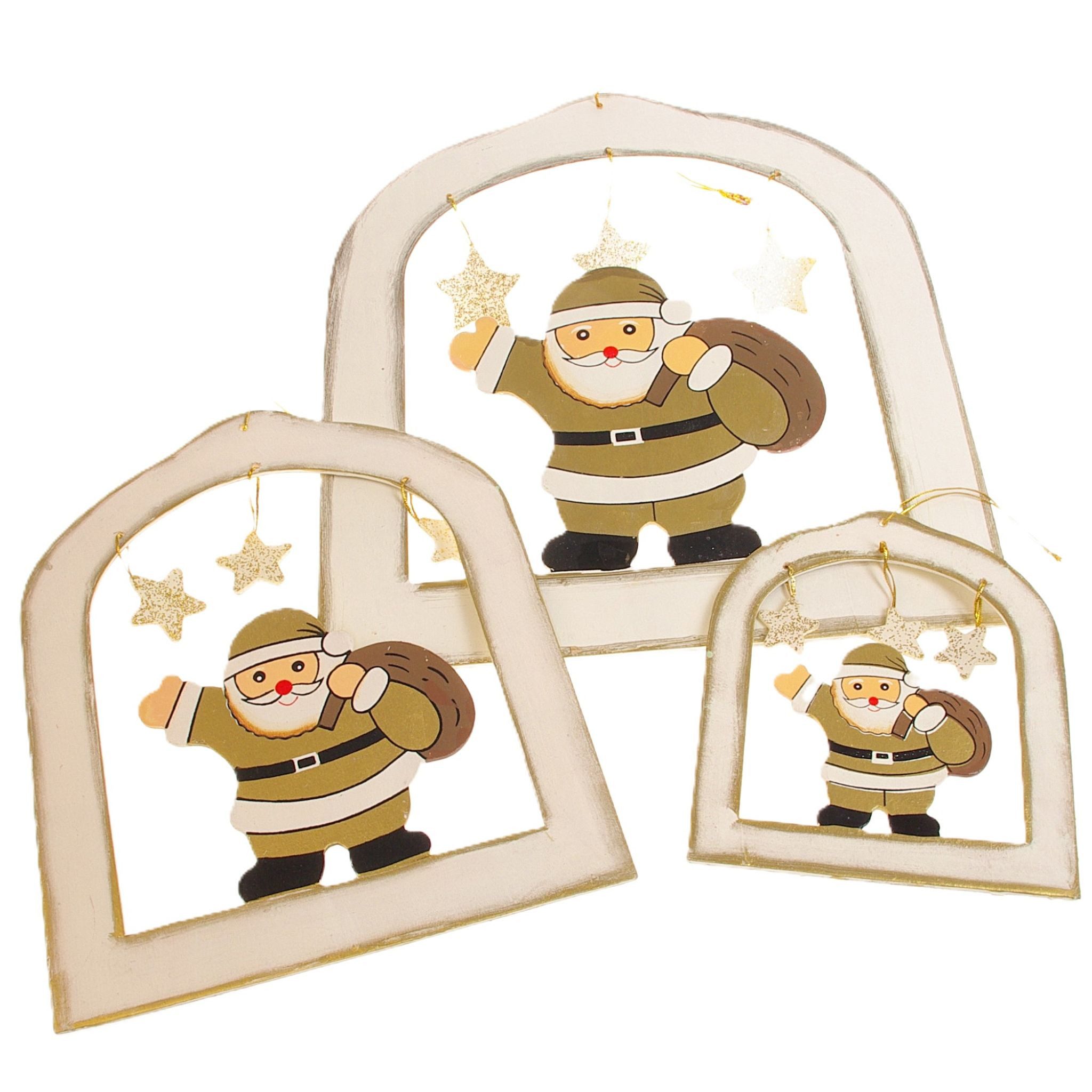 Deko AS Weihnachtsmann Weihnachtsdeko Hänger-Set Nikolaus - creme-gold - 3 Stück - 3385 02 (3 St., Dekoset in verschiedenen Größen)