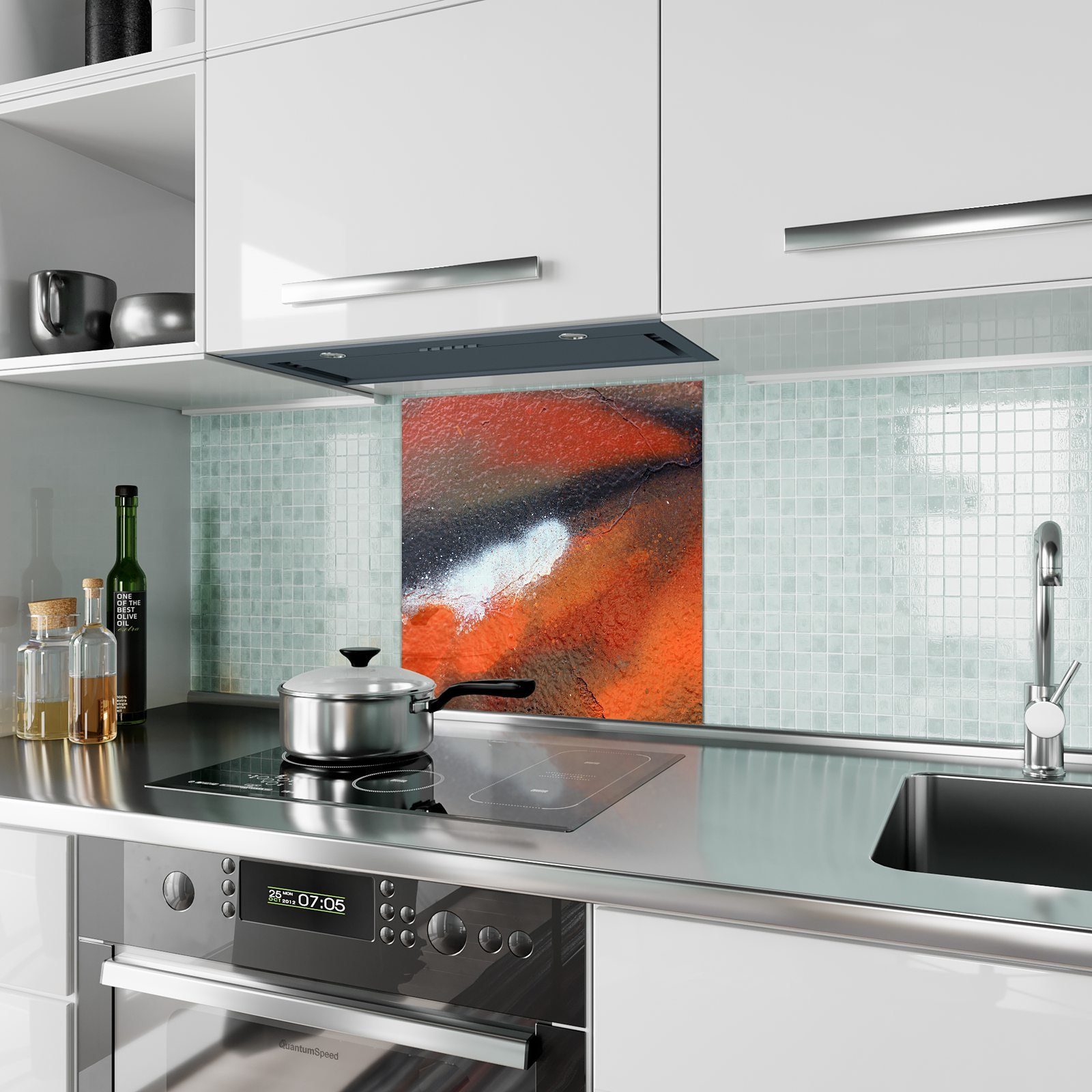 Primedeco Küchenrückwand Küchenrückwand Spritzschutz Motiv Graffiti Glas mit Hintergrund