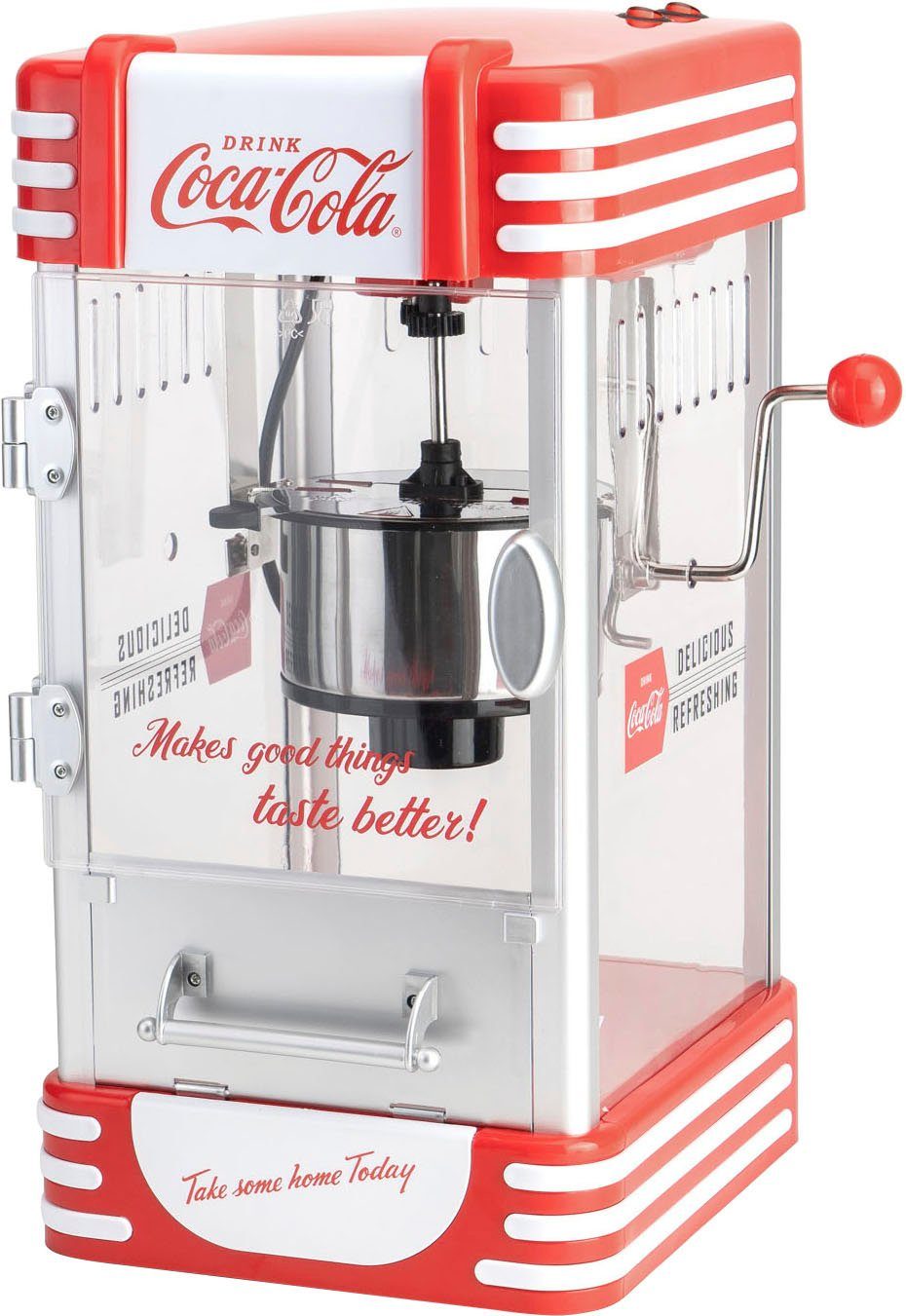 SALCO Popcornmaschine Coca-Cola SNP-27CC, Großer Zubereitungsbehälter von 60 ml mit integriertem Heizsystem