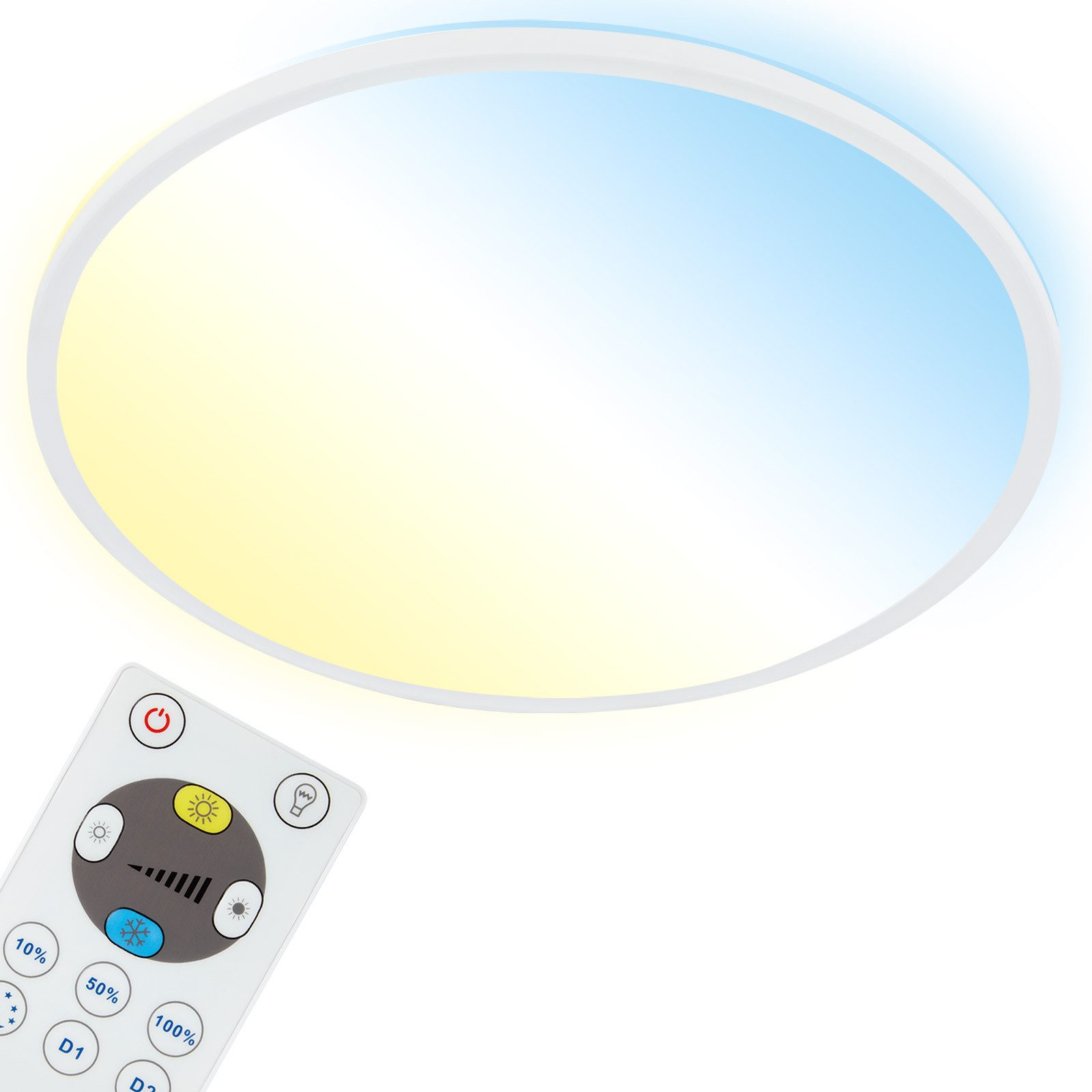 Briloner Leuchten LED Panel Deckenleuchte Ultraflach Slim Schwarz Weiß, Rund, LED fest integriert, CCT, Wählbar, LED Deckenlampe Schwarz/Weiß Wohnzimmer Schlafzimmer Küche