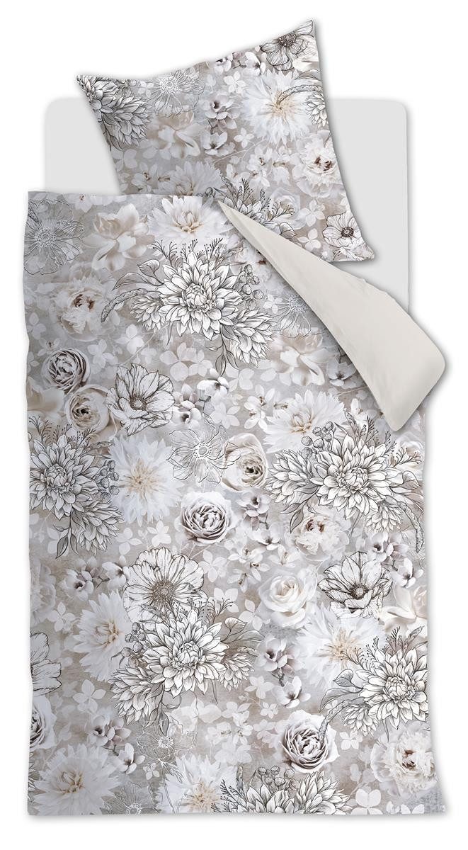 Rivièra Maison Bettwäsche Bettwäsche Flourish Sand 135x200 natur, Baumwolle, 2 teilig, bettwäsche 135x200 baumwolle reißverschluss warm baumwolle bettwäsche