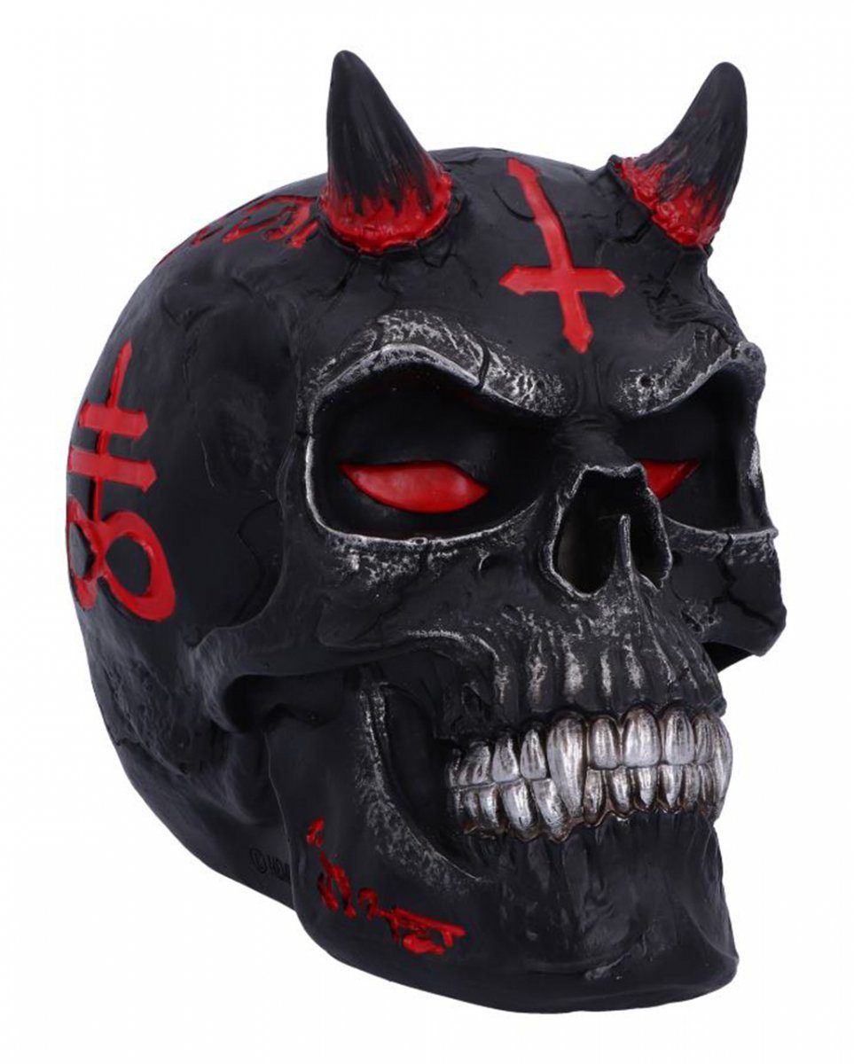 Dekofigur Schwarz-Roter Teufels Totenschädel 20 cm