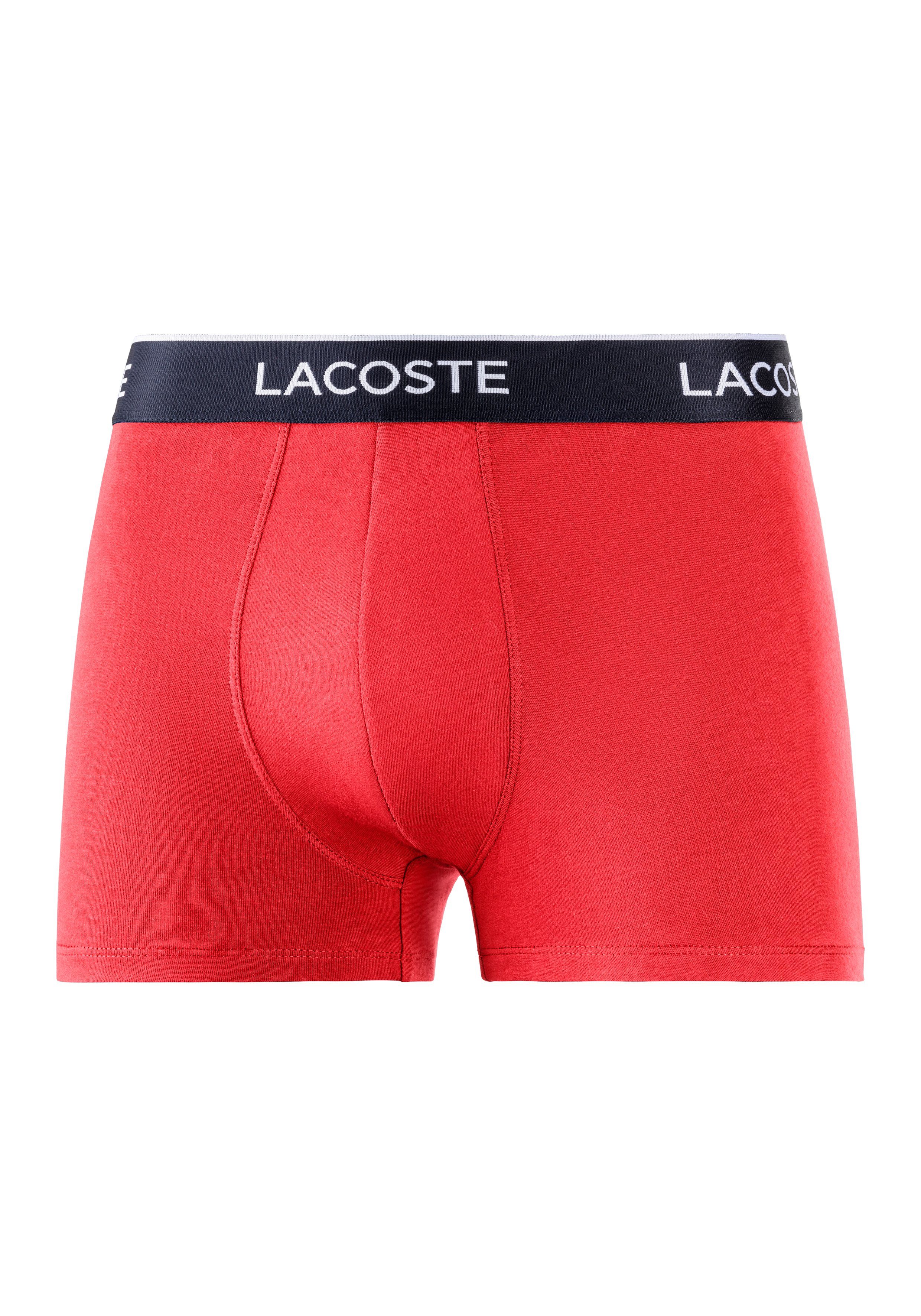 Material Lacoste blau, Herren Boxershorts Trunk Lacoste 3-St., navy rot, (Packung, aus eng 3er-Pack) atmungsaktivem Premium