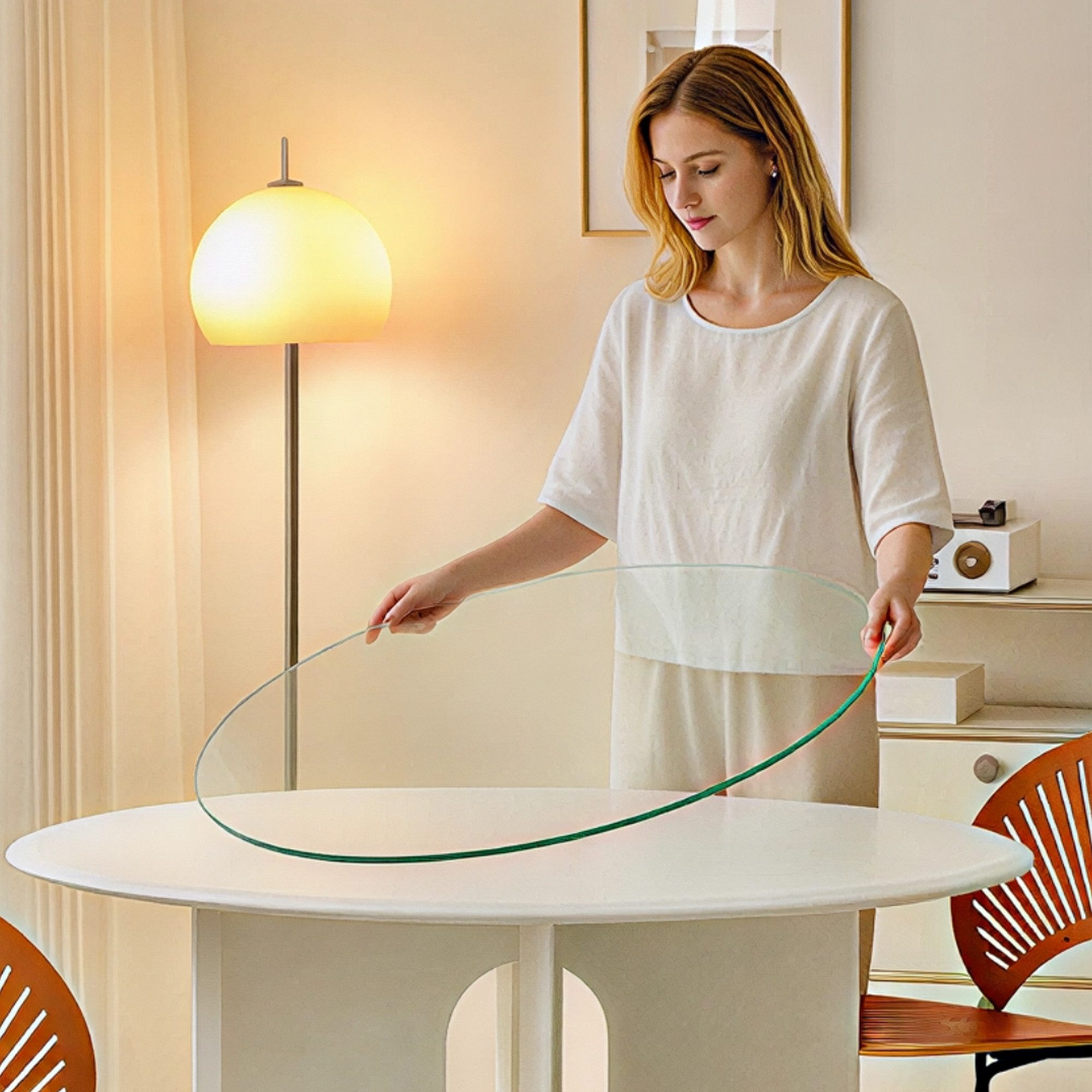 Fine Life Pro Drehteller Runde Glasplatte, vorgespannt, robust, Ø 91,5 cm, 0,72 cm, bis 90 kg, ohne Montage, vielseitig