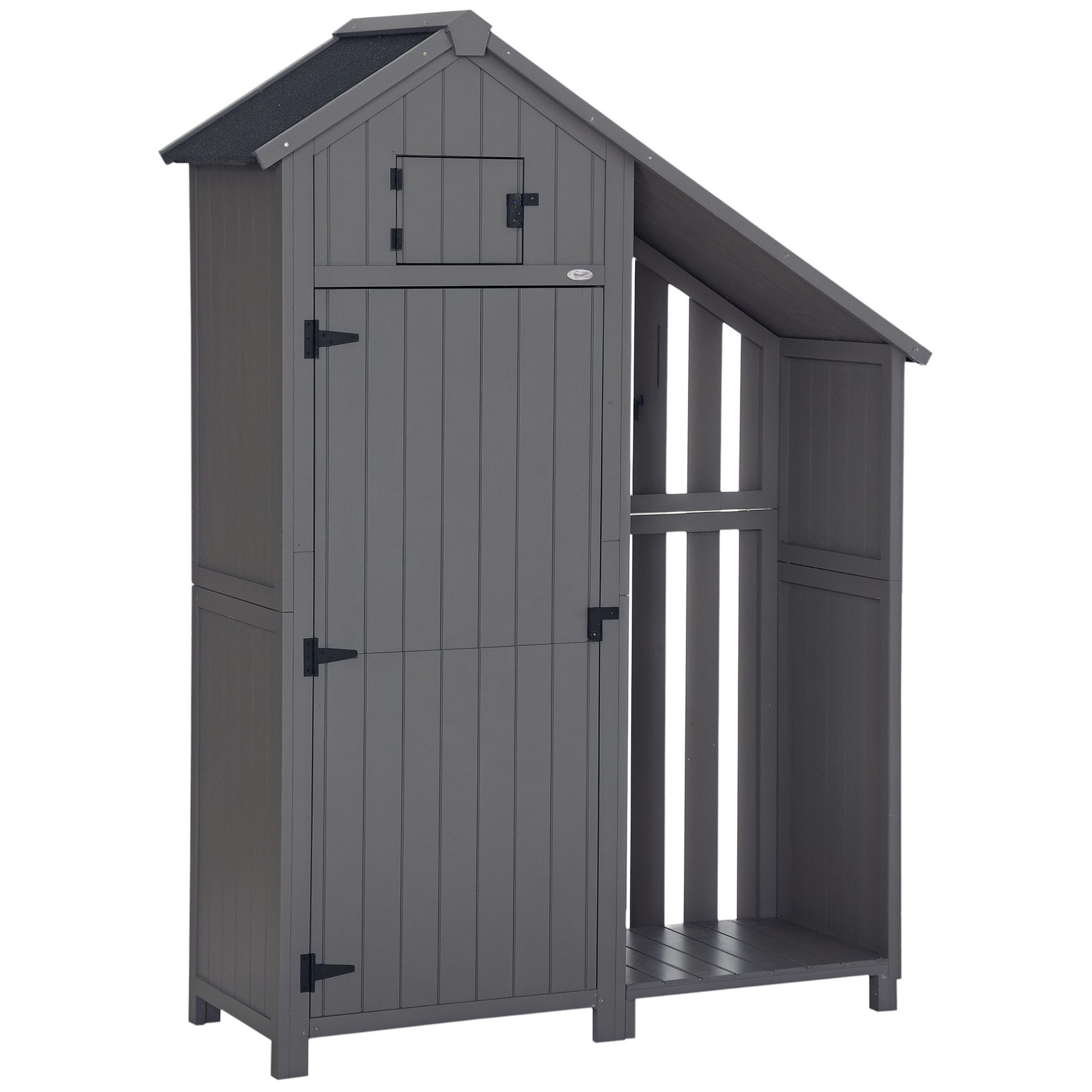 Outsunny Gerätehaus Gartenschrank, aus Holz, Geräteschuppen mit Giebeldach, BxT: 129x51.5 cm, (Holzhütte, 1 St., Gartenhaus), für Garten, Grau