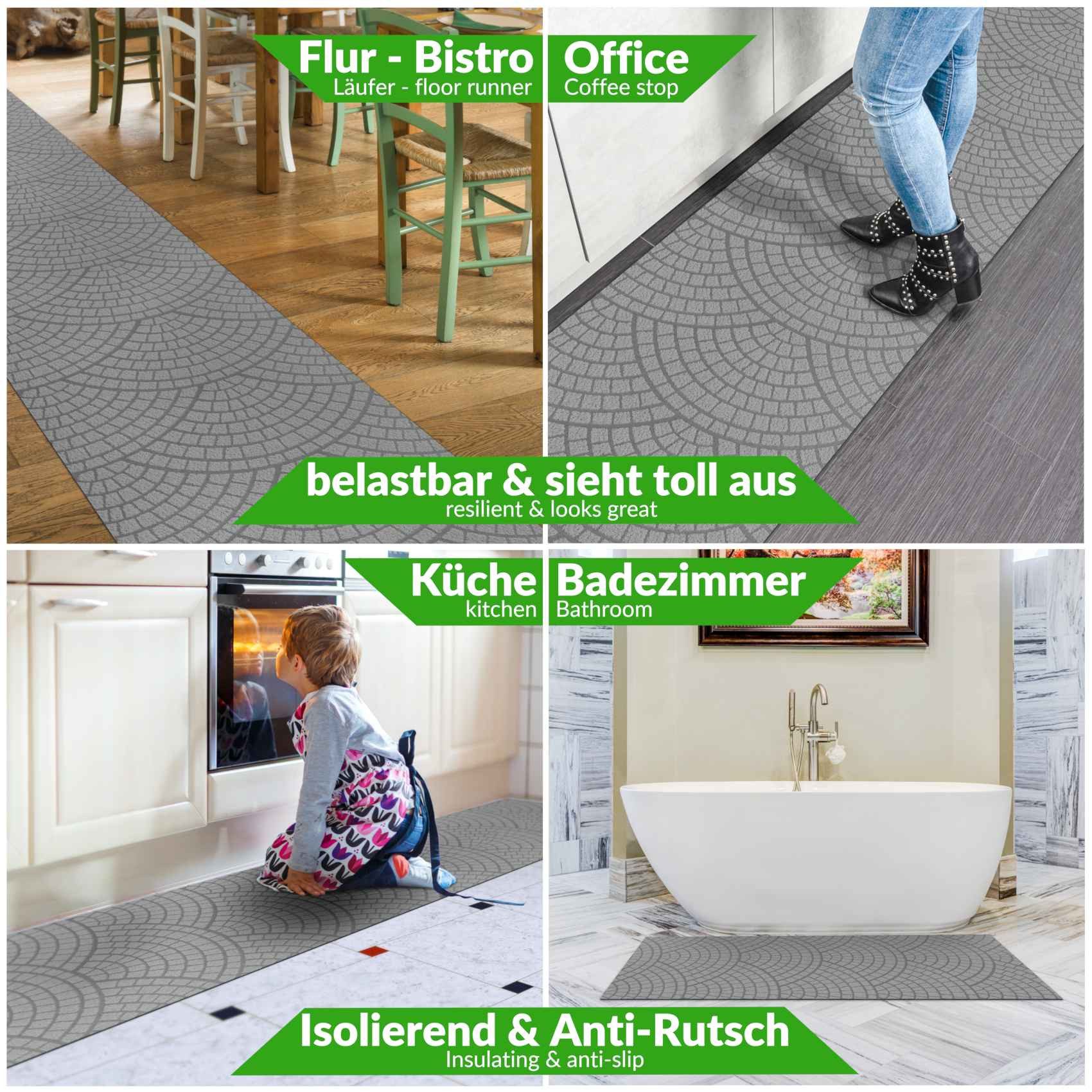 ANRO Küchenläufer Teppichläufer DAVIS Velours Läufer, Eckig, Höhe: 3 mm, Ve günstig online kaufen