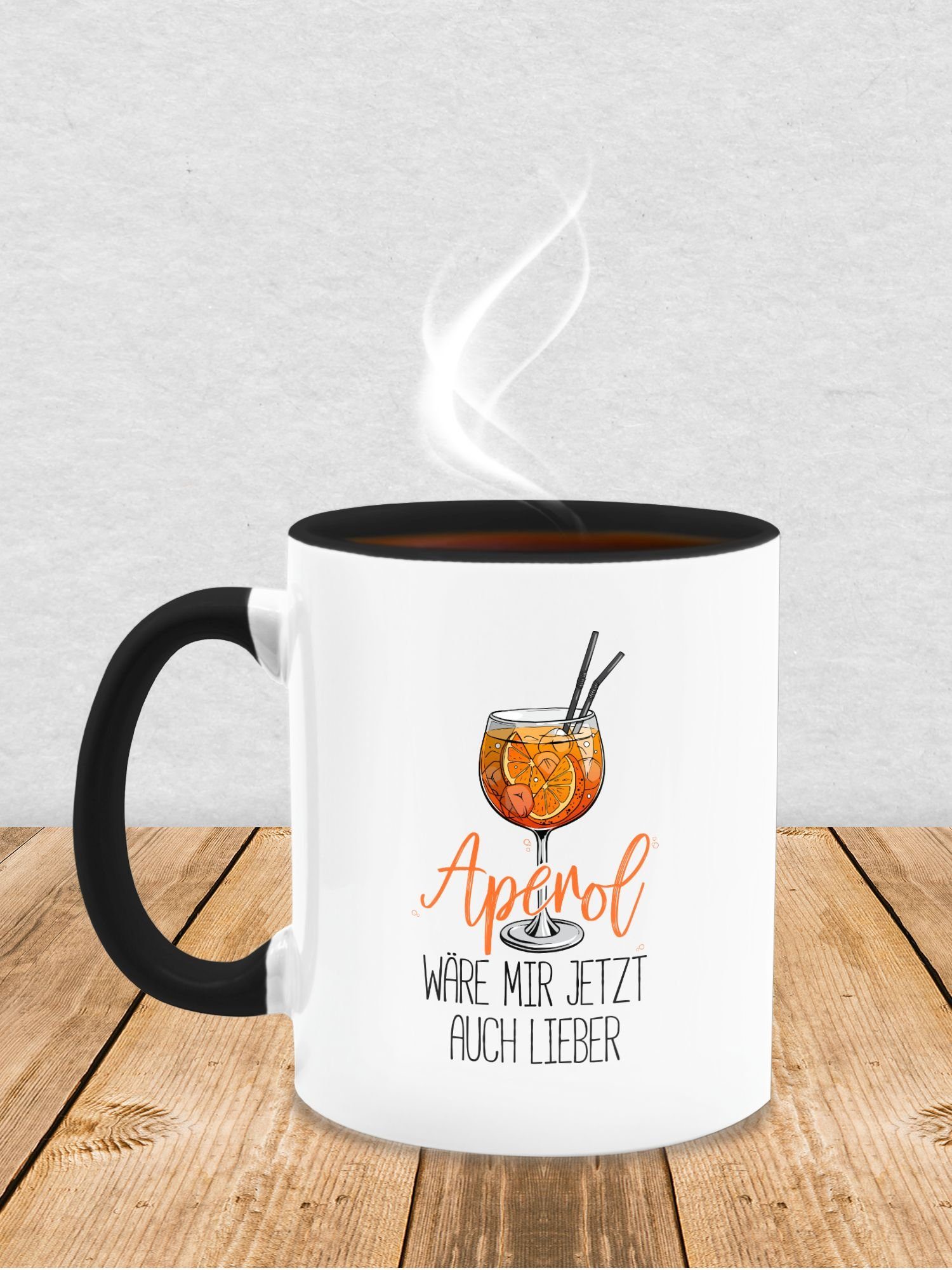 Tasse Aperol Statement lieber wäre Aperol, Geschenke Shirtracer 2 mir Lustige auch jetzt Schwarz - Keramik,