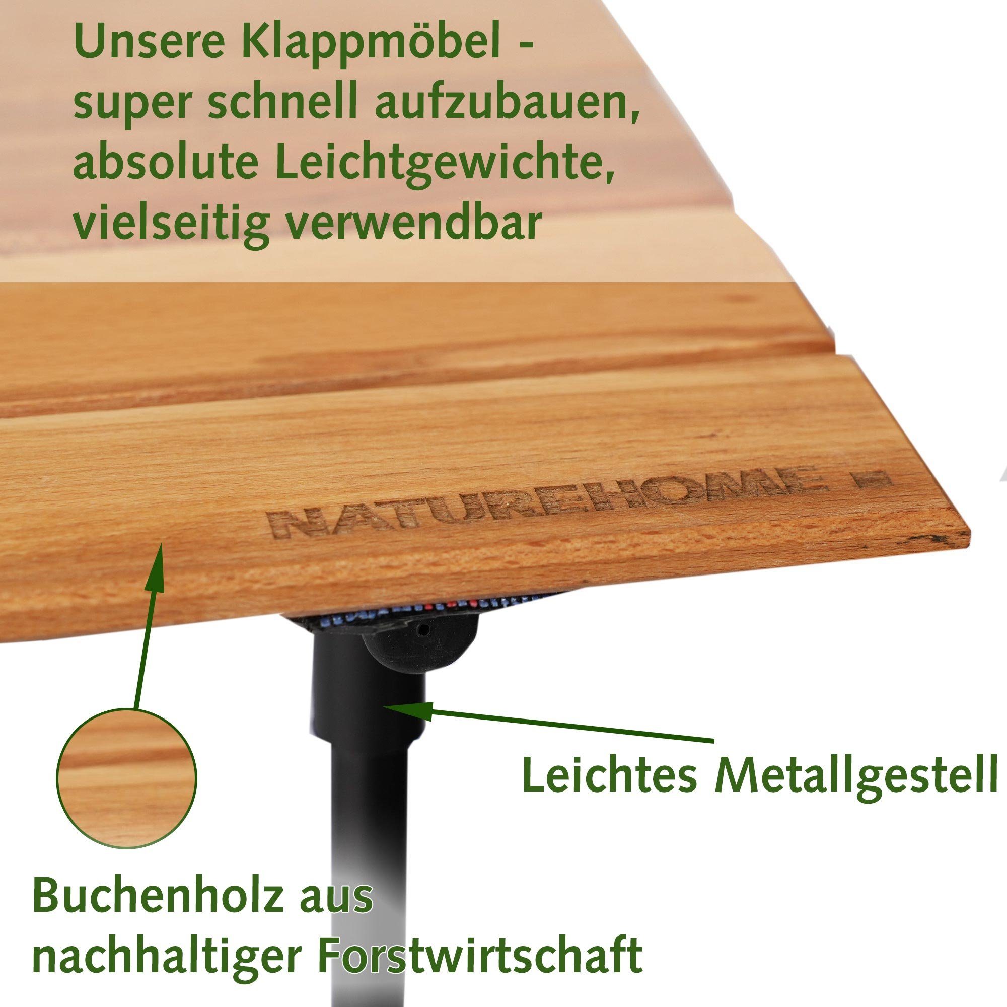 NATUREHOME Campingstuhl Klappstuhl Klapptisch Set inkl. Transporttasche (1 St), Klappbar