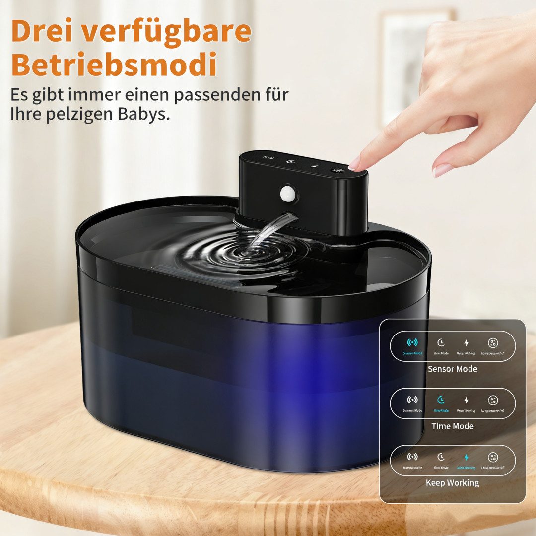 AIBISTAR Trinkautomat Trinkbrunnen 2LUltraleiser automatischer Wasserspender für Katze Hunde 2 l, BxTxH:22x20x18CM,Schwammwasserfilter,Aktivkohle-Wasserfilter