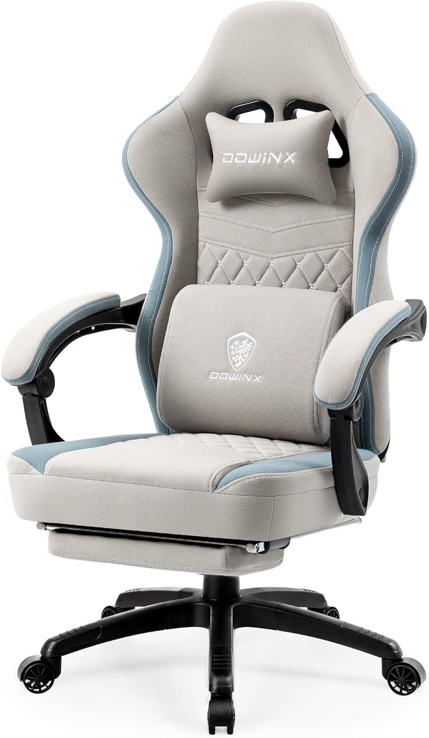 Dowinx Gaming Chair (Ergonomischer Burostuhl,Schreibtischstuhl mit Verstellbarer Sitz), Gaming Stuhl Mit Taschenfederkissen Sessel Fußstütze Ergonomischer