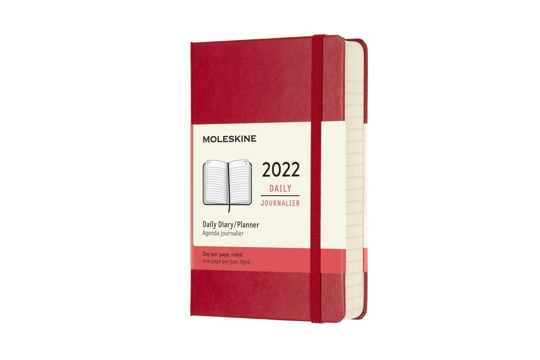 MOLESKINE Terminkalender Moleskine 12 Monate Tageskalender 2022 Pocket/A6, Scharlachrot
